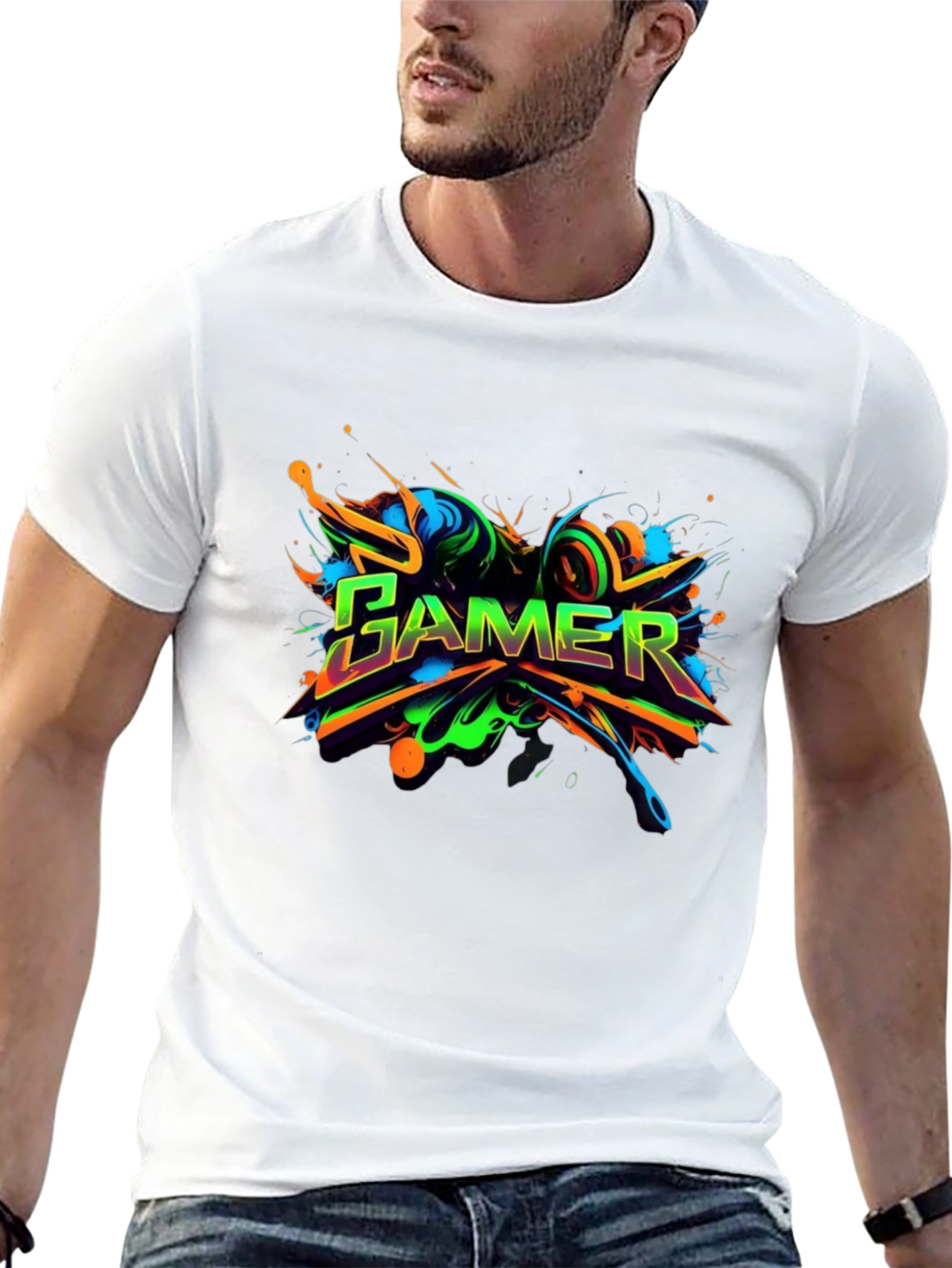 Black Gamer Graphic Tee - Vivid Design, Soft Fabric view 13