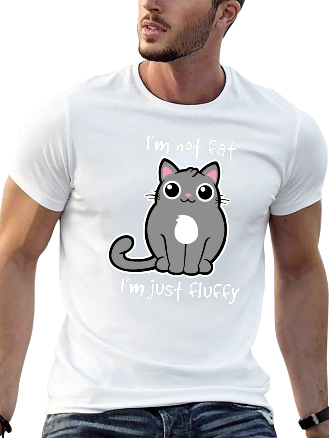 Black I'm Not Fat, I'm Just Fluffy - Cat T-Shirt view 13