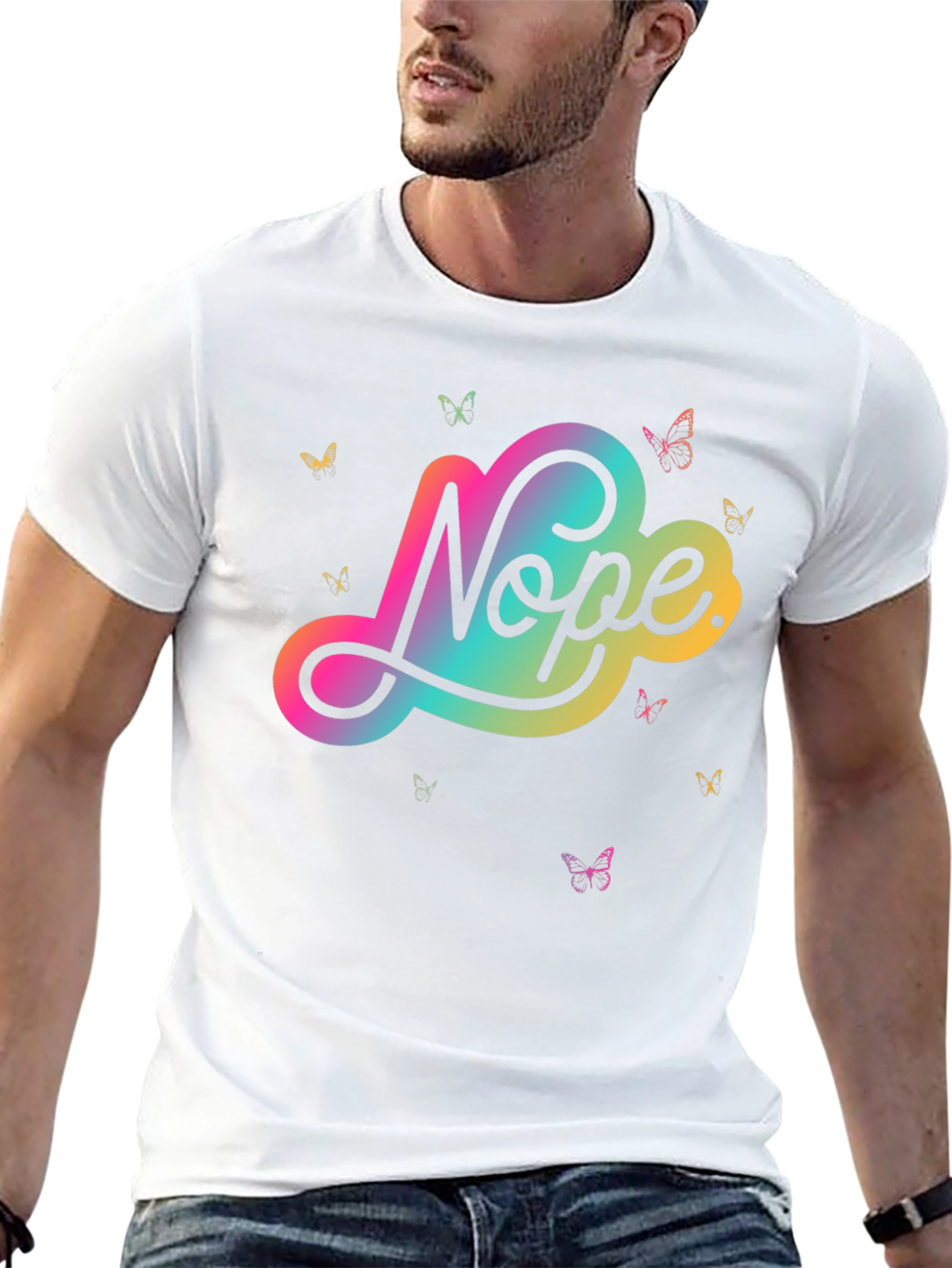 Black Nope Butterfly Graphic Tee - Modern Casual Style view 13