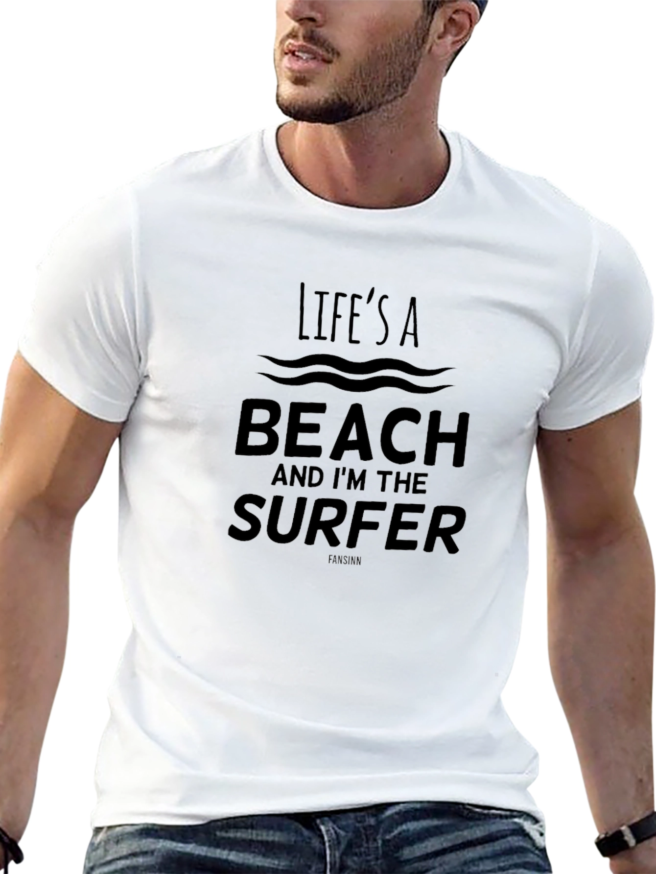 Black Life's a Beach T-Shirt - Surfer Graphic Tee view 13