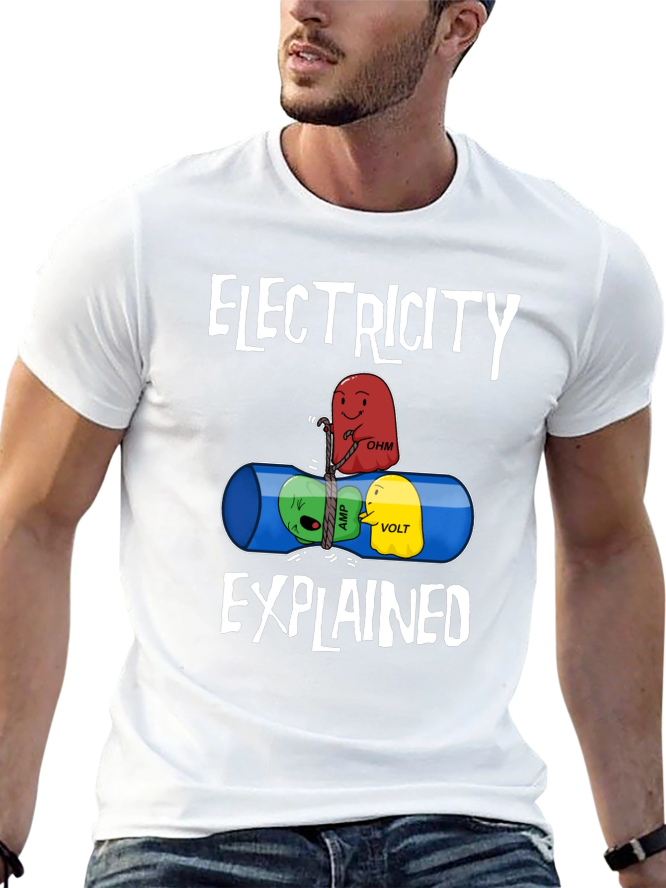 Black Electricity Explained Graphic T-Shirt view 13