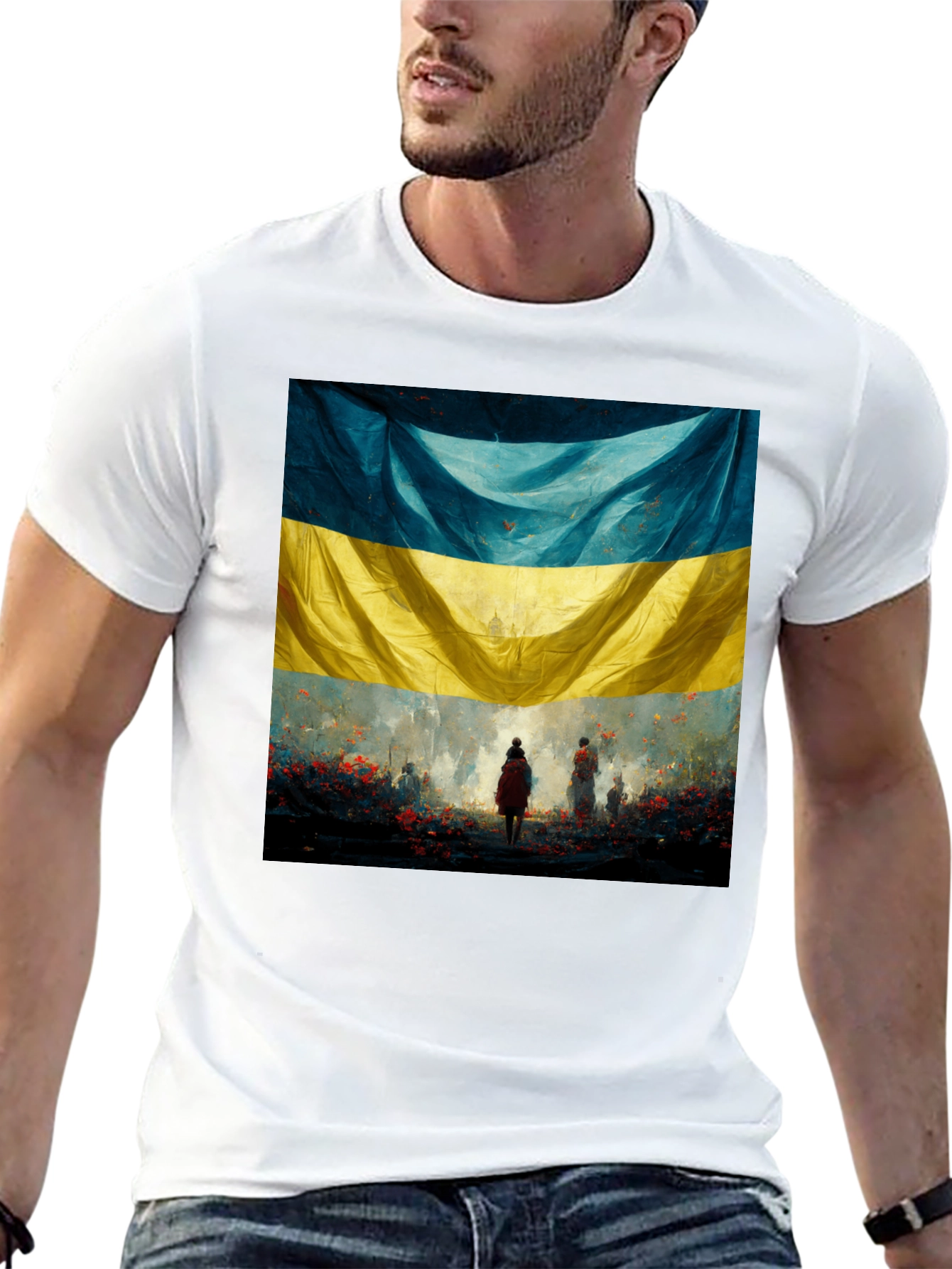 Black Ukraine Flag Art Graphic T-Shirt view 13