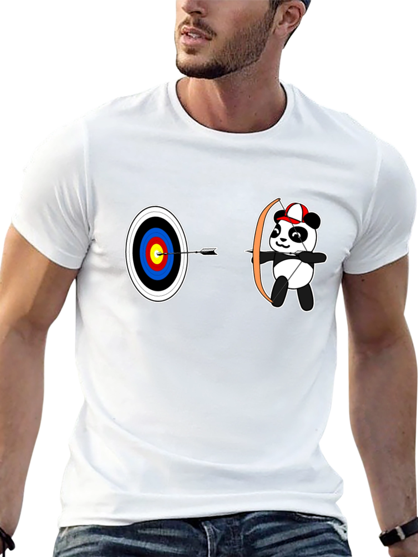 Black Archery Panda Graphic Tee - Black Cotton T-Shirt view 13