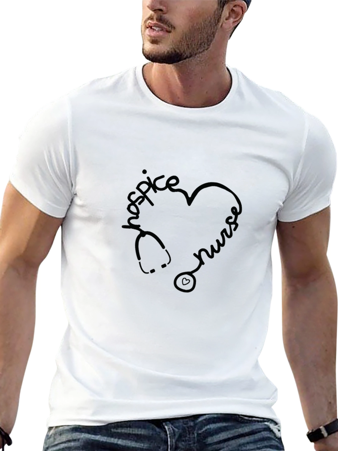 Hospice Nurse Heart Stethoscope T-Shirt - 13