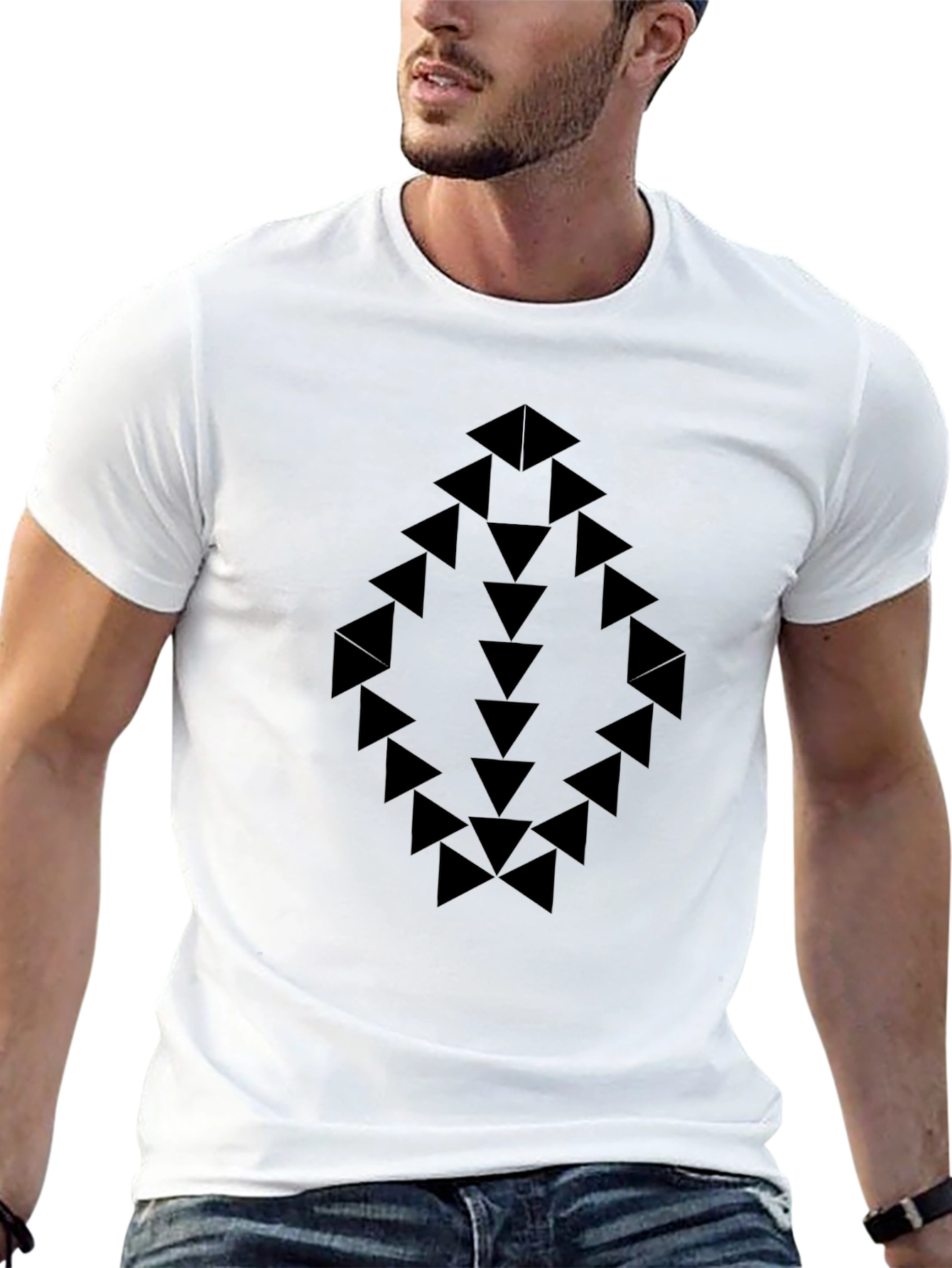 Geometric Arrow Design Black T-Shirt - 13