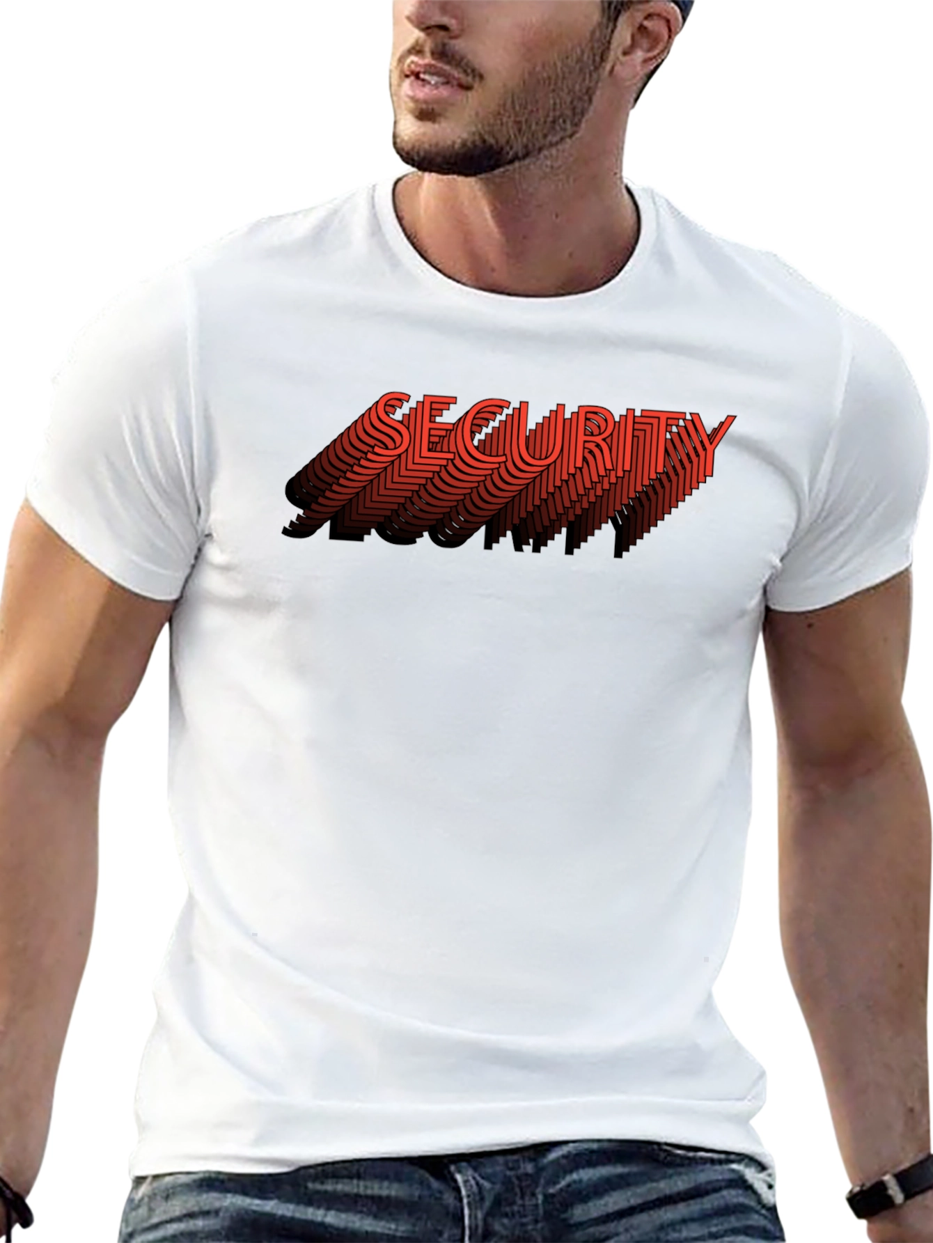 Black Security Graphic Print Black T-Shirt view 13