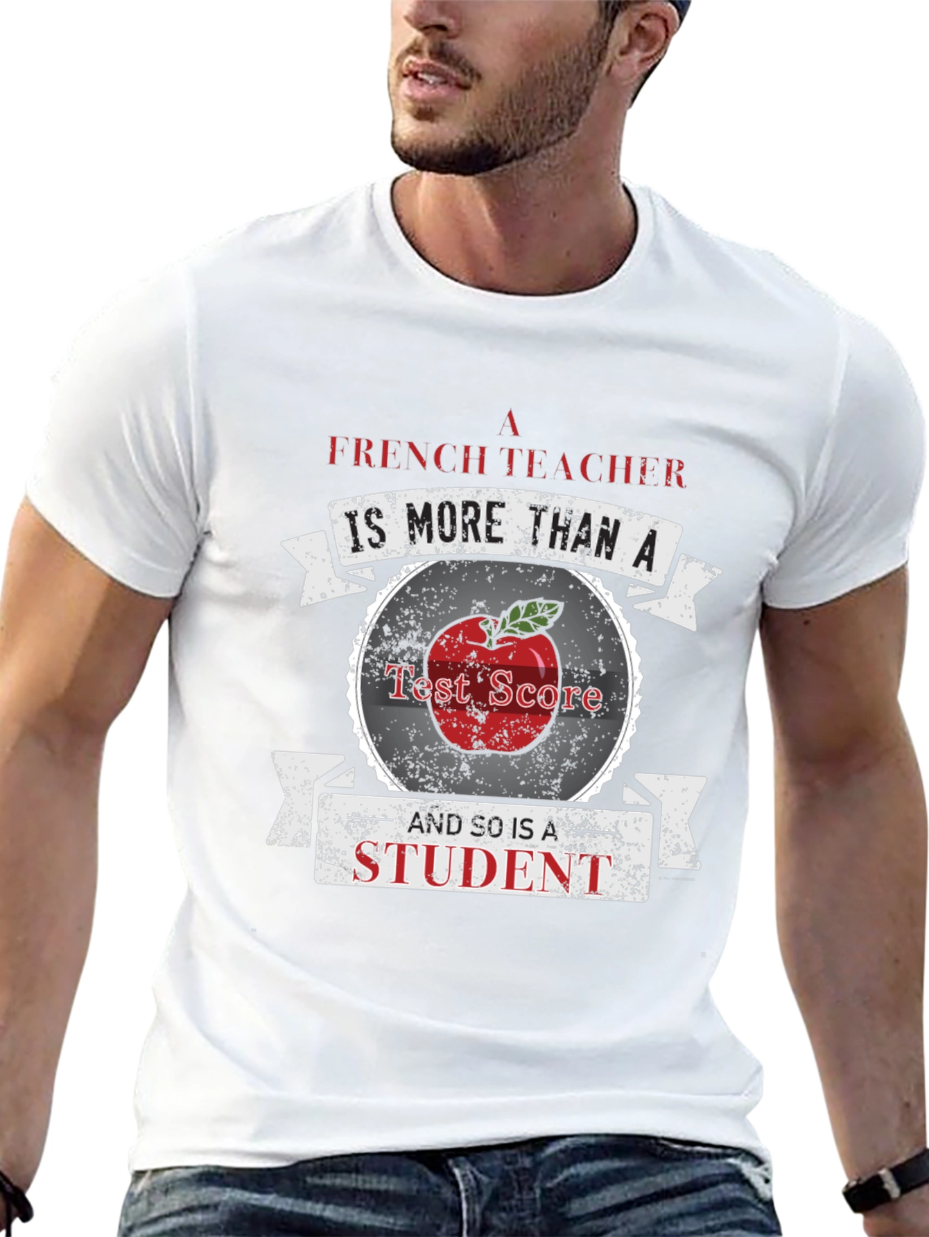 Black French Teacher T-Shirt - More Than A Test Score view 13