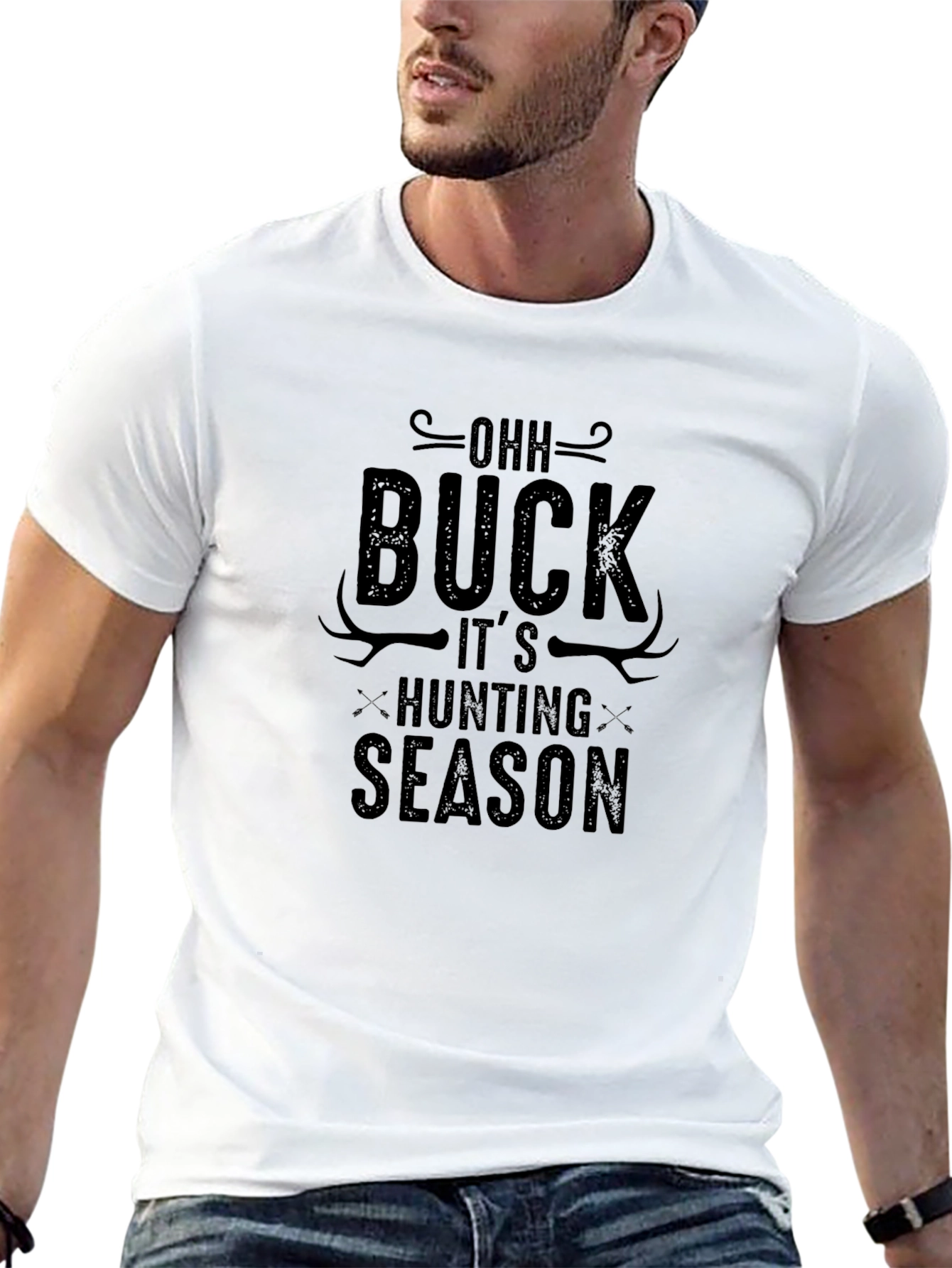 Black OOH BUCK It's Hunting Season Black T-Shirt view 13