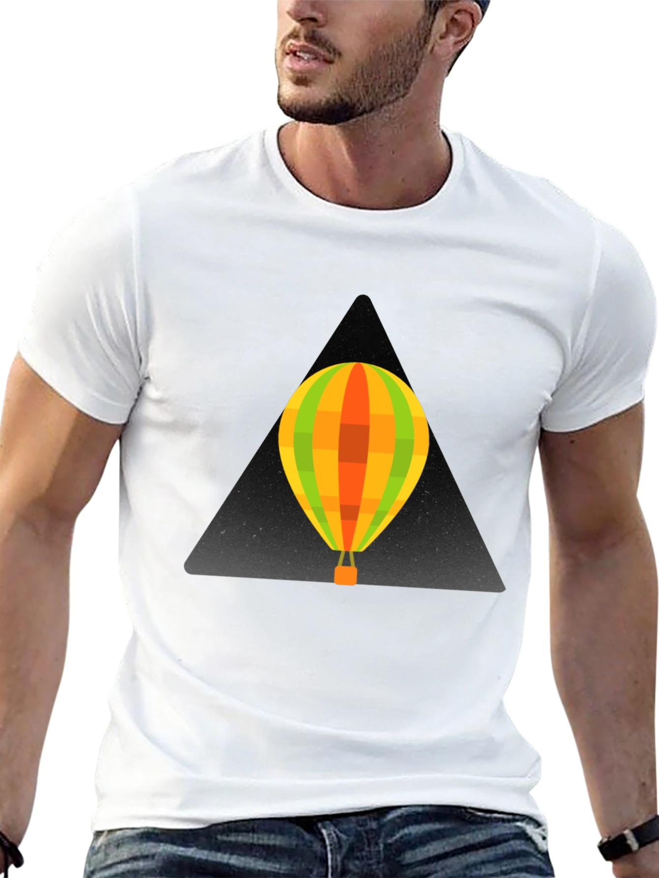 Black Stylish Black T-Shirt with Hot Air Balloon Design view 13