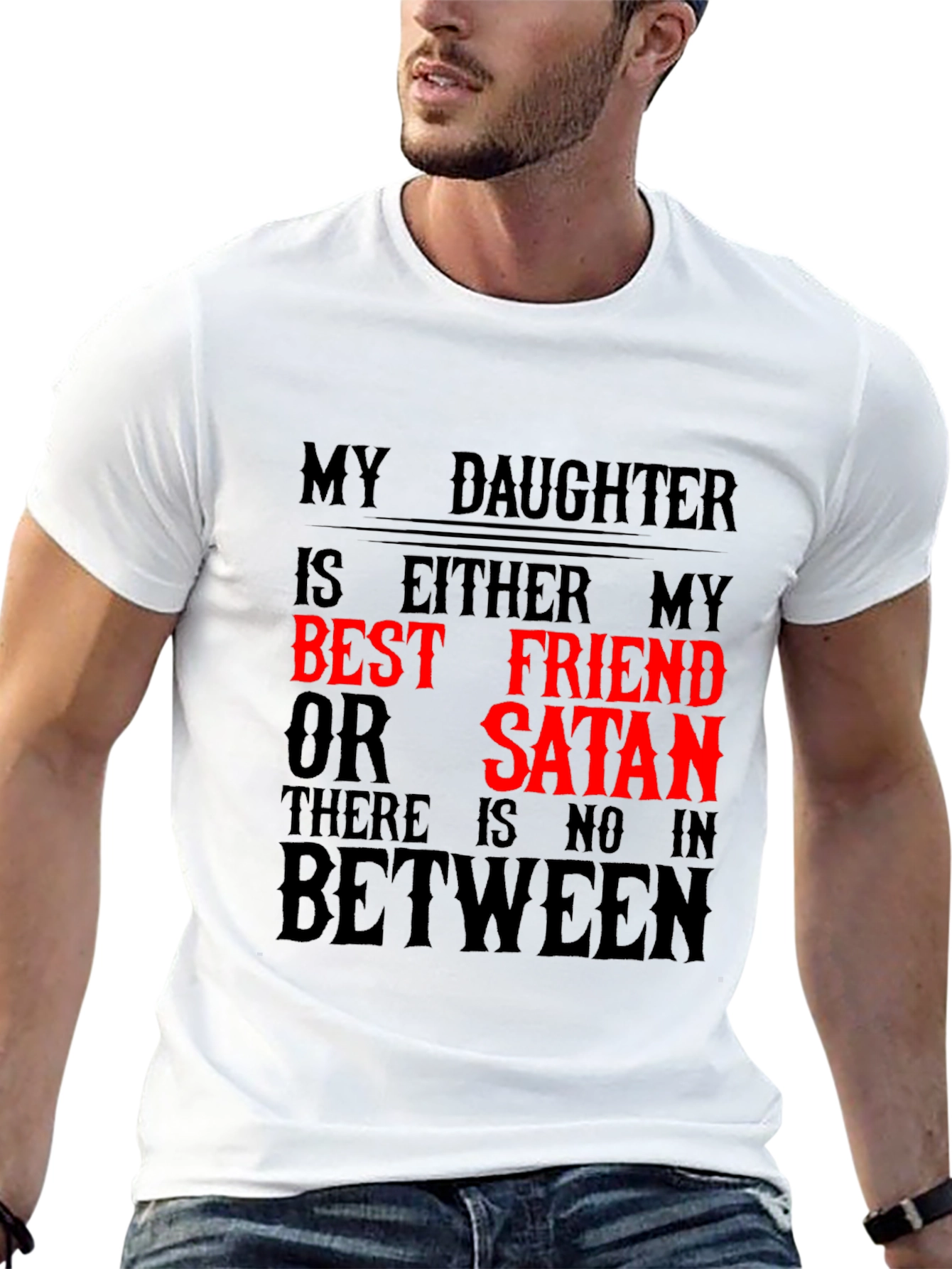 Black My Daughter Best Friend or Satan Graphic T-Shirt view 13