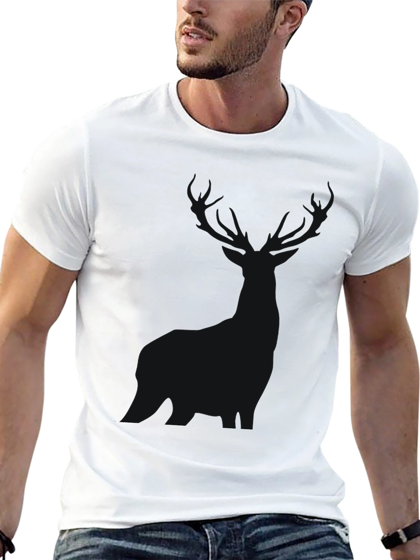 Black Men's Classic Black Crew Neck T-Shirt view 13