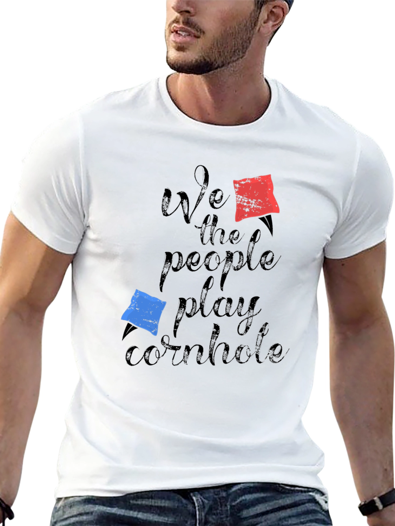 Black We The People Play Cornhole T-Shirt view 13