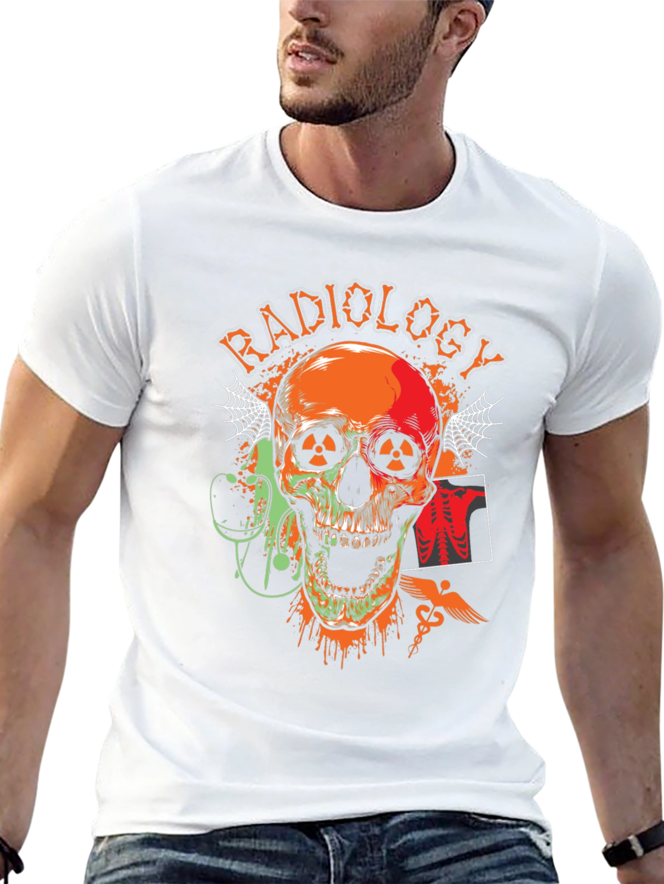 Black Radiology Skull Graphic T-Shirt - Black view 13