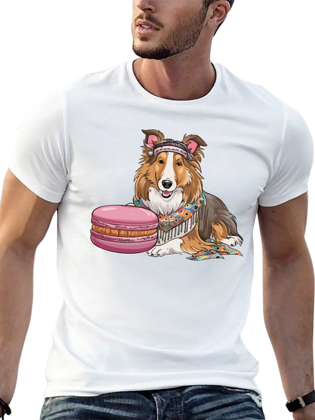 Dog with Macaron T-Shirt - 13