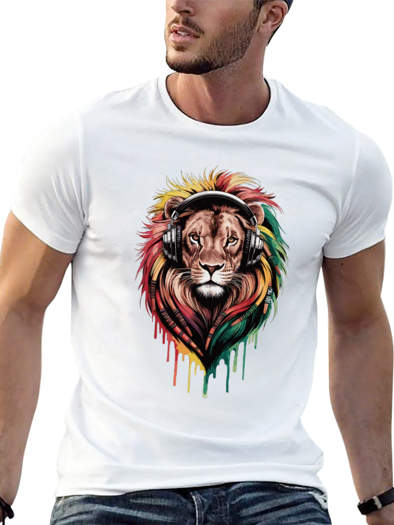 Black Lion Headphones Graphic Tee - Black view 13