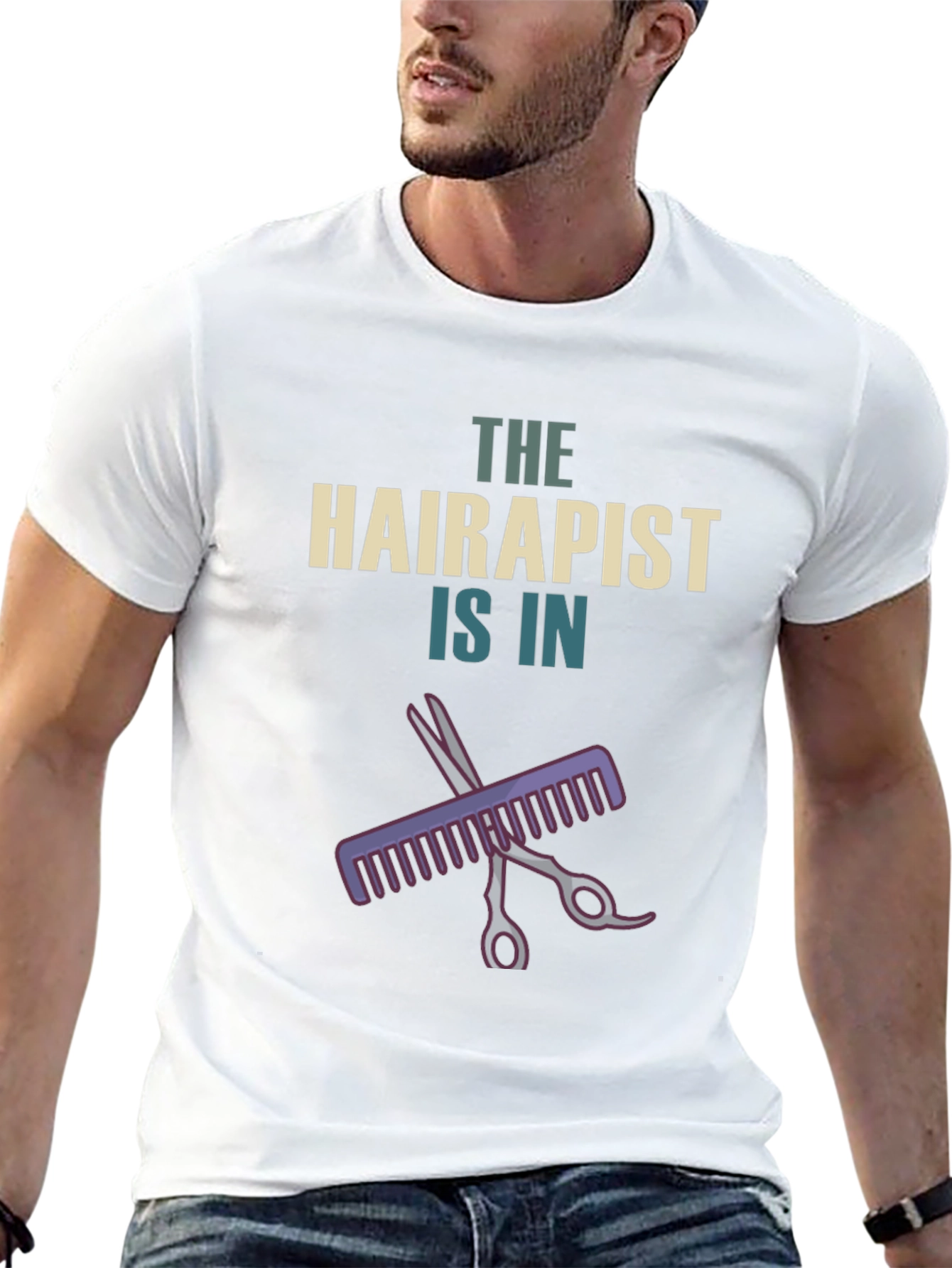 Black The Hairapist Is In Graphic T-Shirt view 13