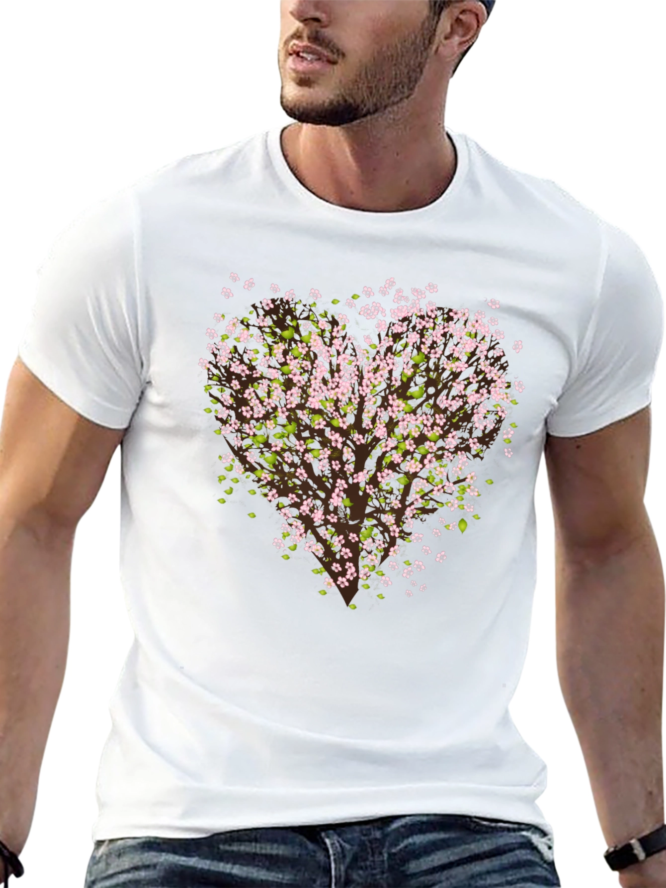 Black Cherry Blossom Tree Graphic Black T-Shirt view 13