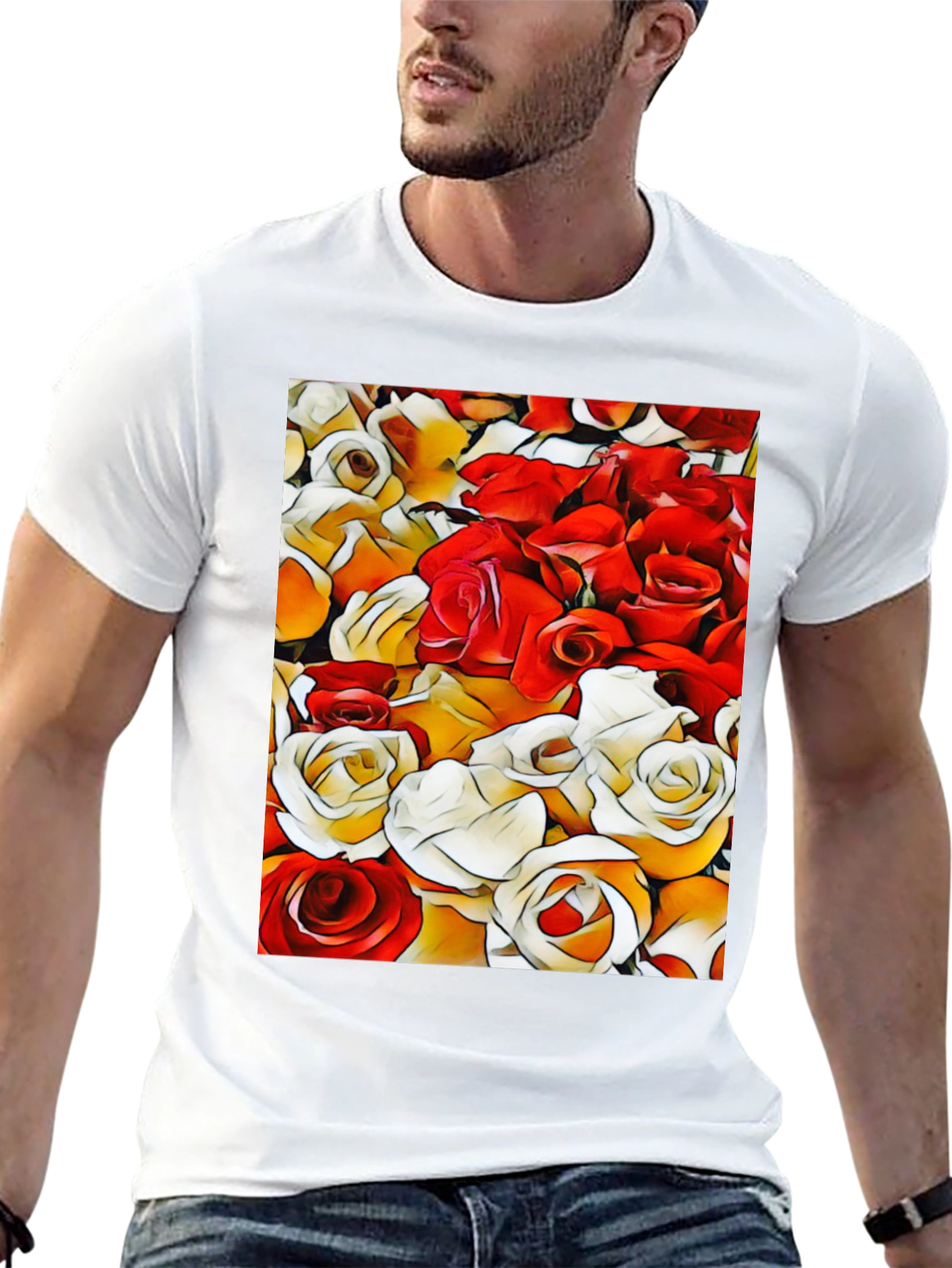 Black Floral Pattern T-Shirt view 13