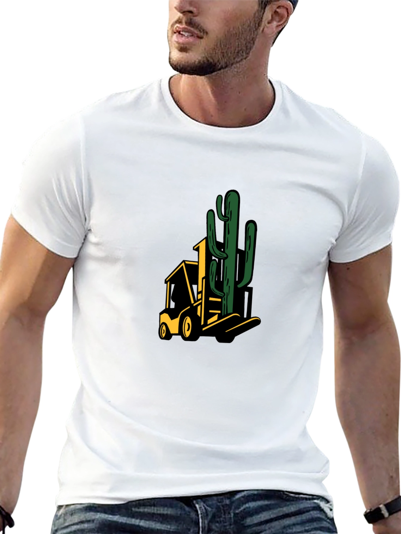 Black Cactus Forklift Graphic Tee view 13