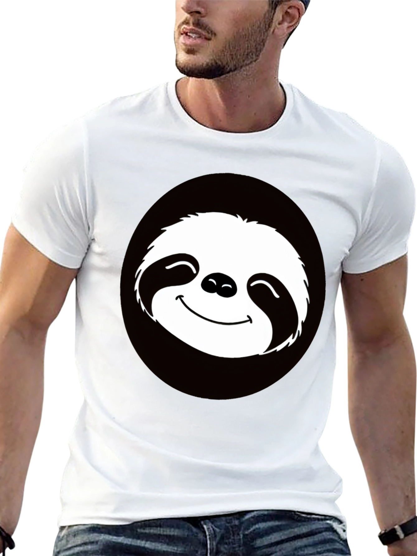 Black Funny Sloth Graphic Tee - Casual Black T-Shirt view 13