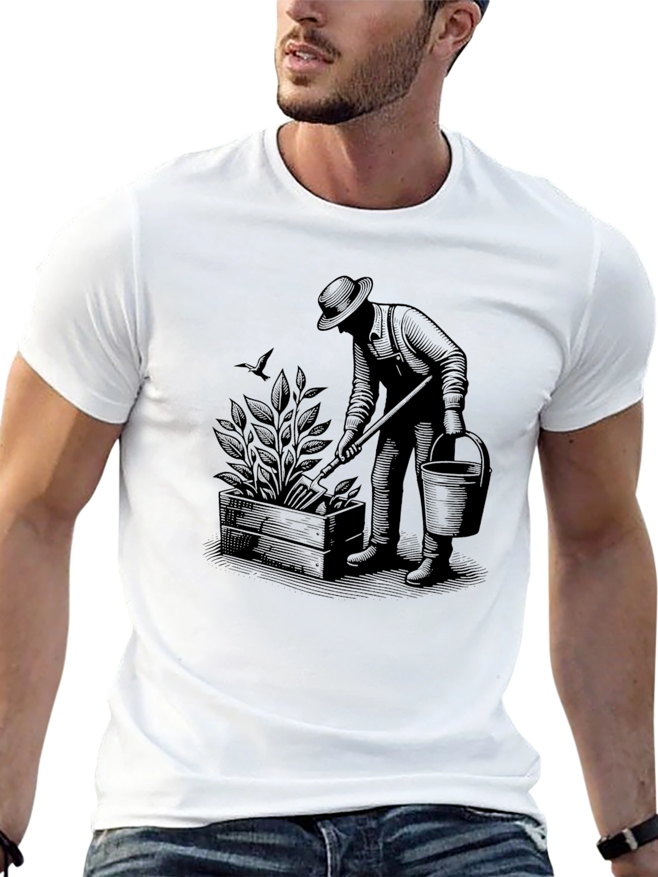 Black Gardener Graphic T-Shirt - Vintage Style view 13