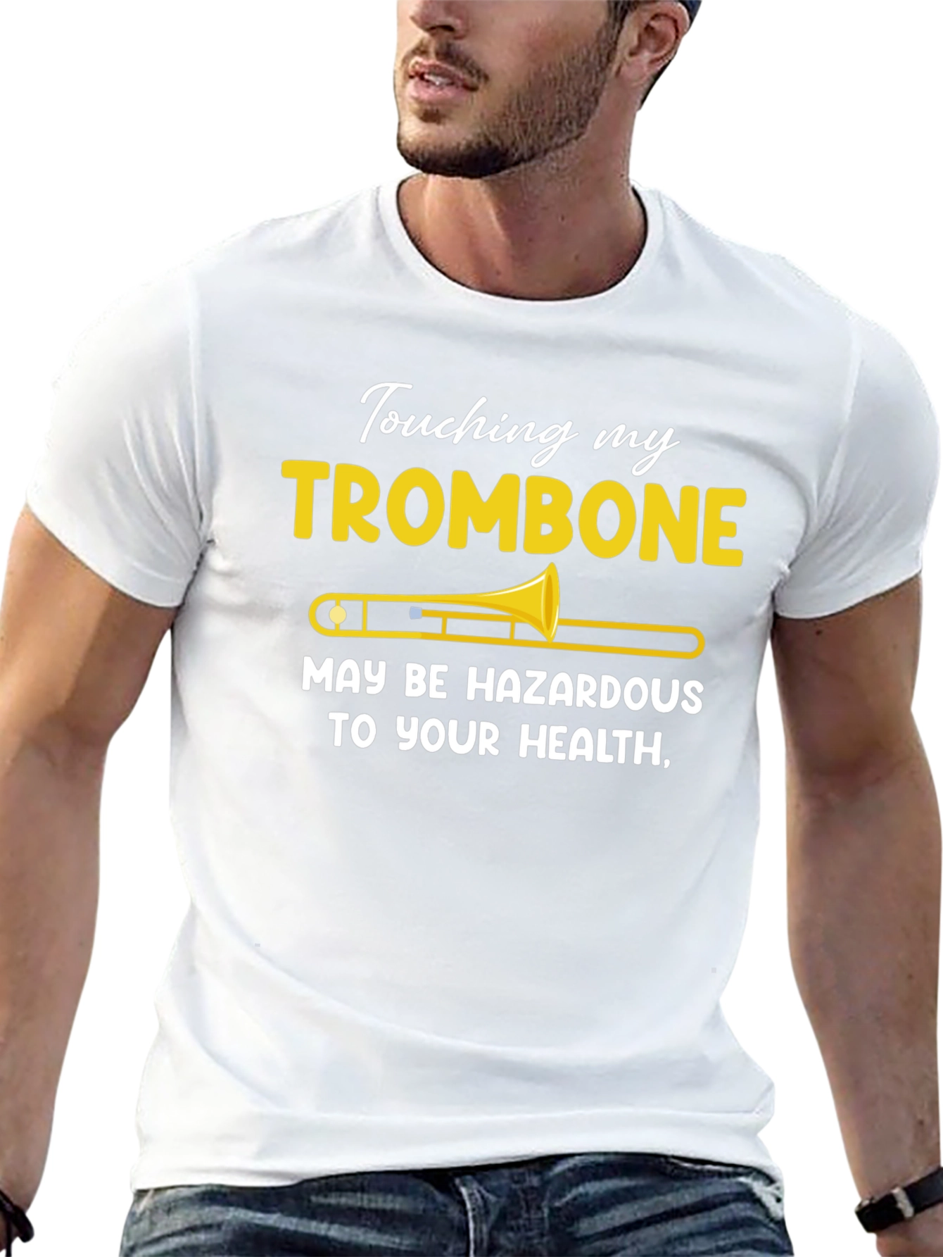 Black Trombone Humor T-Shirt - "Hazardous to Your Health" view 13