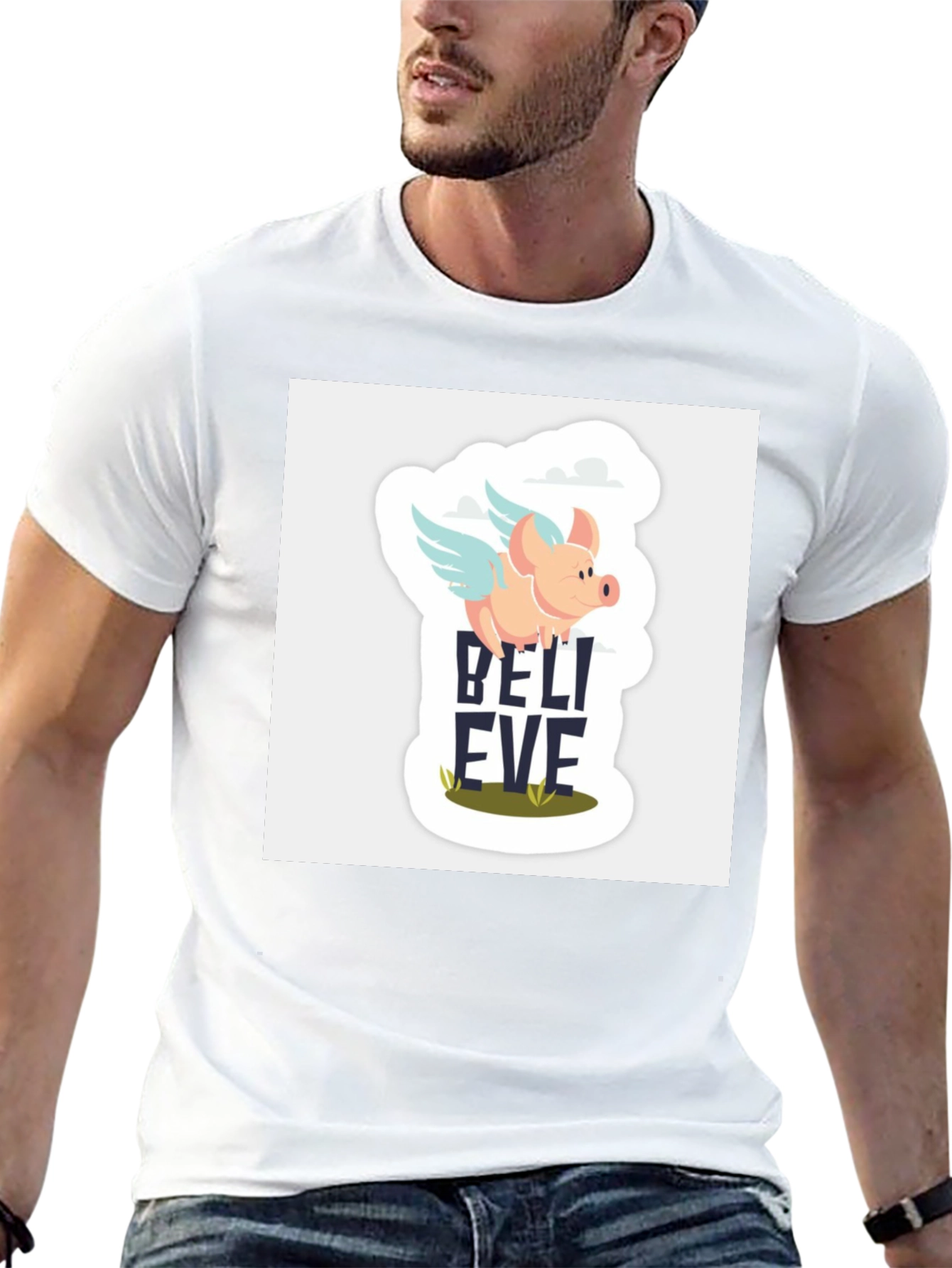 Black Believe Flying Pig Graphic Tee view 13
