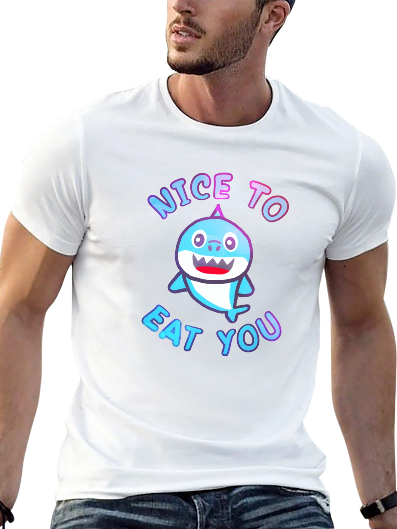 Black Nice to Eat You Shark Graphic Tee view 13