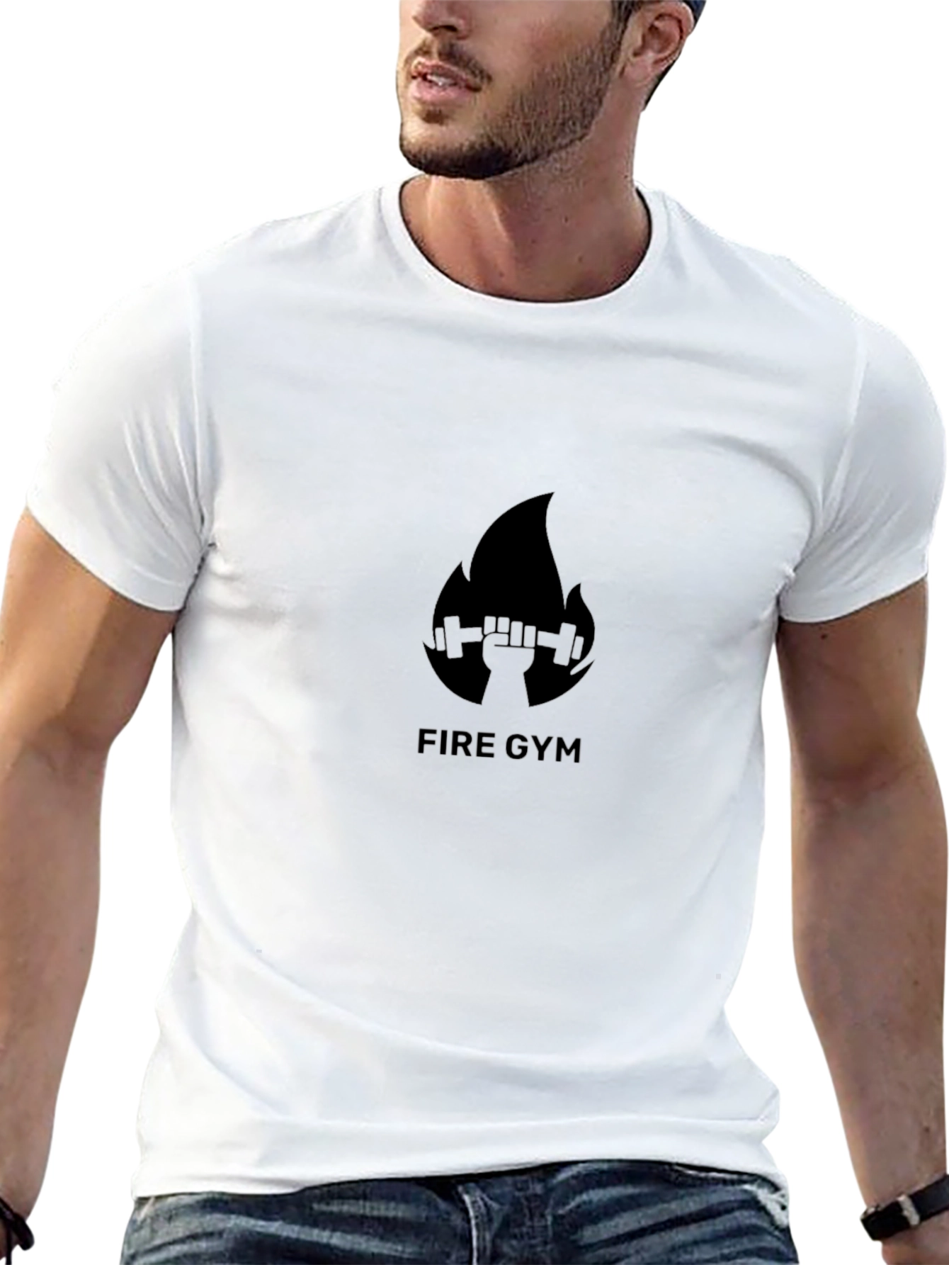 Black Fire Gym Black T-Shirt - Workout Motivation Apparel view 13