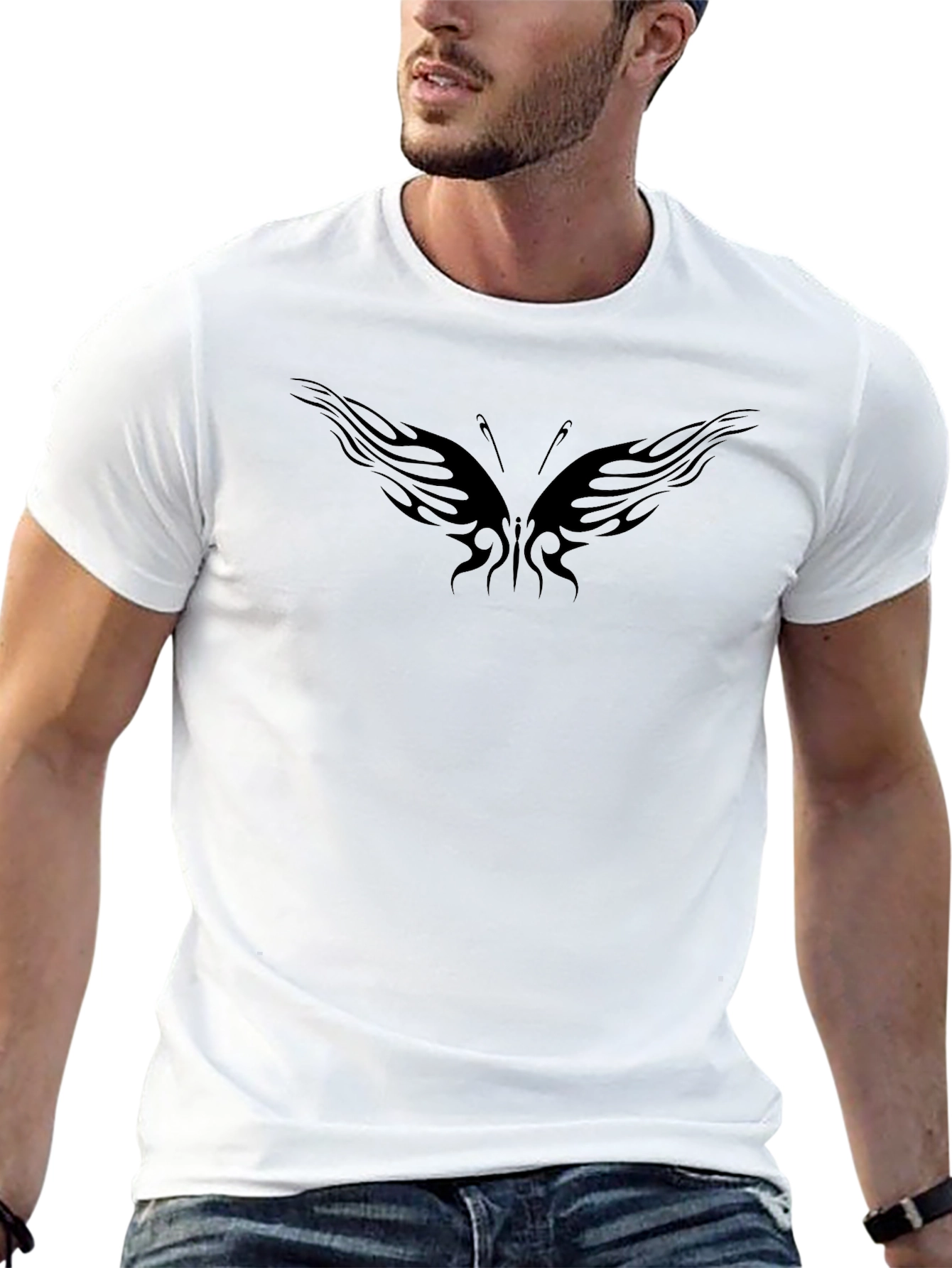 Black Butterfly Tattoo Graphic T-Shirt - 13