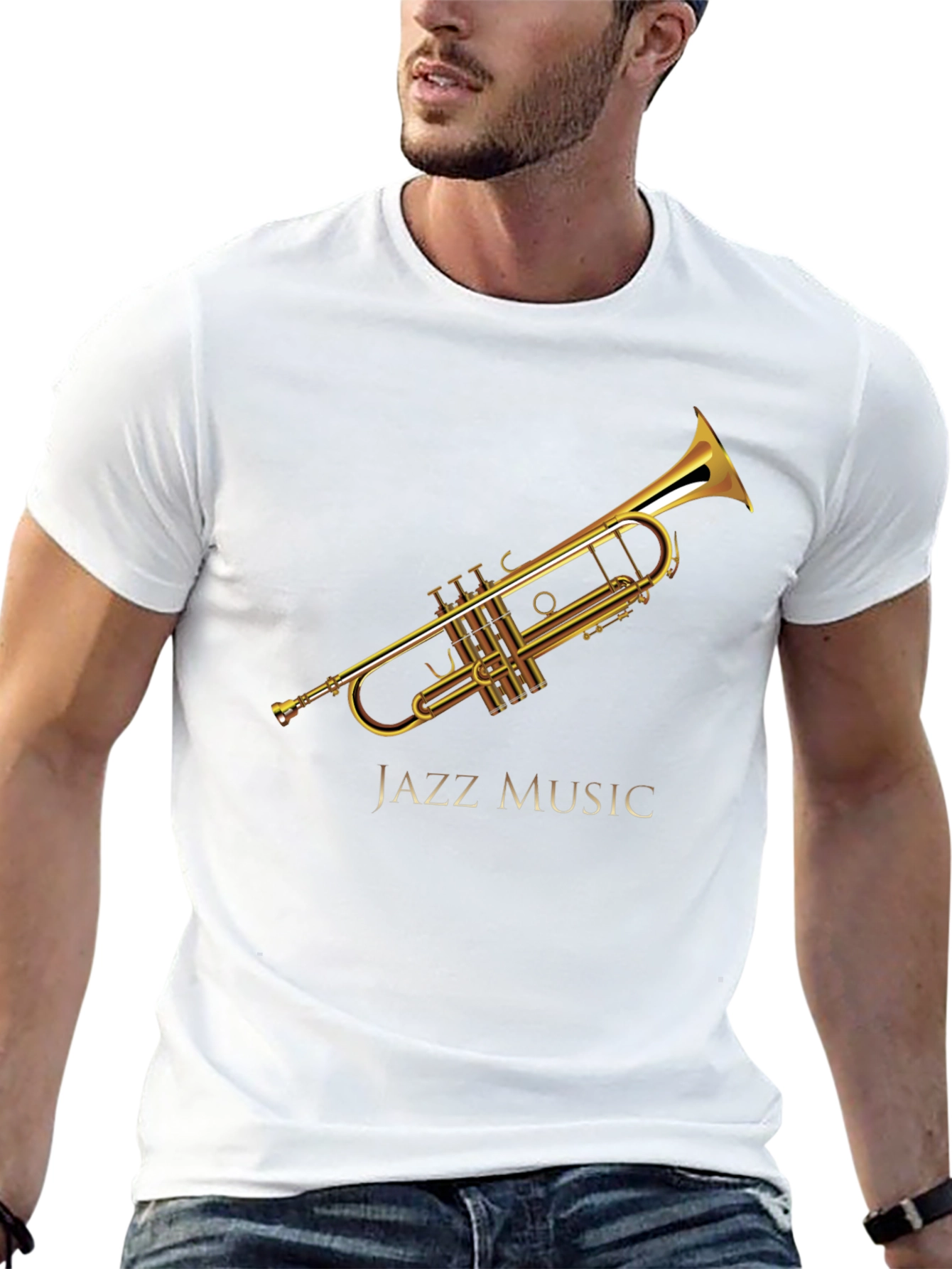 Black Jazz Music Trumpet Graphic Black T-Shirt view 13