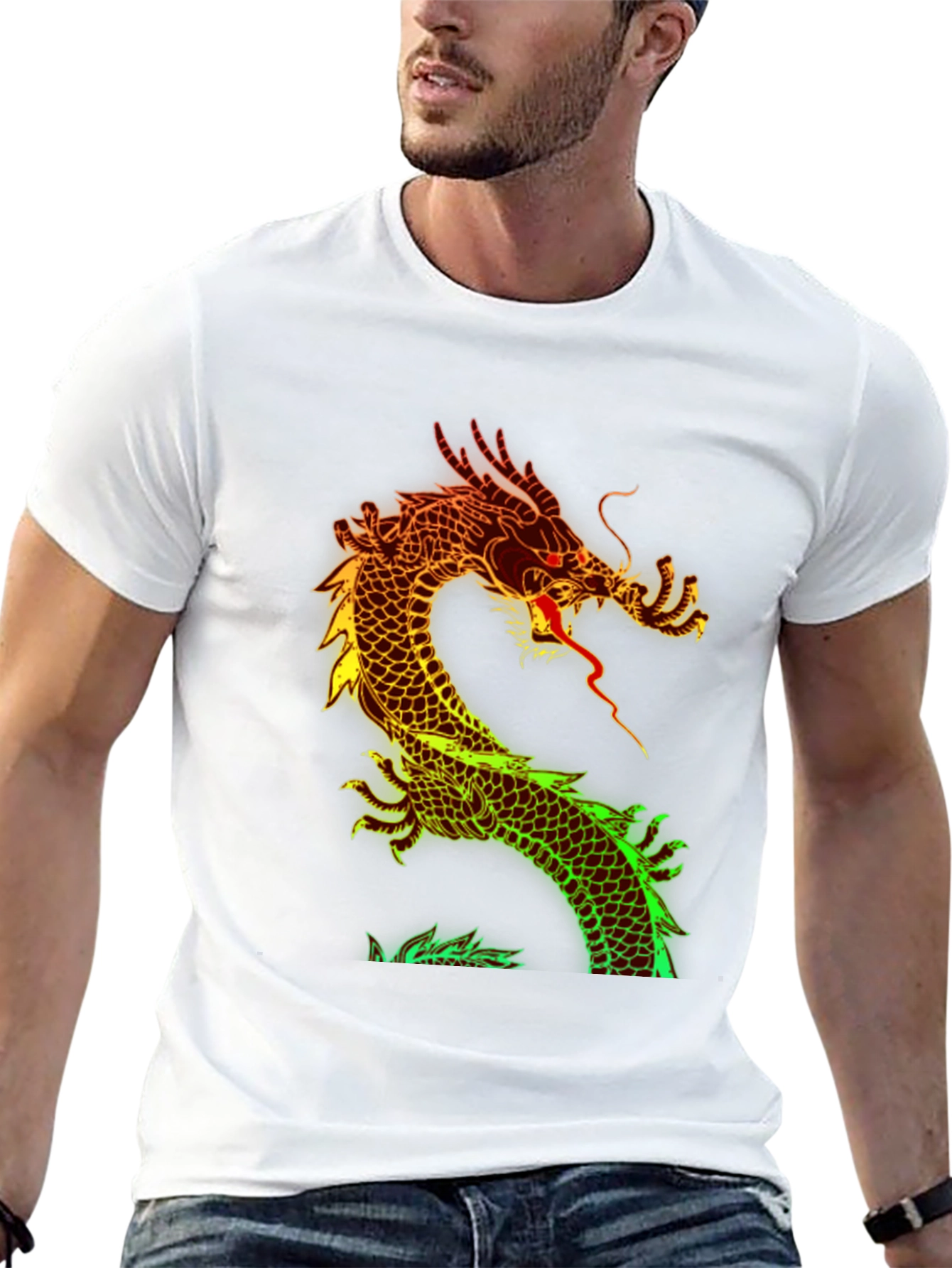 Black Dragon Graphic Print Black T-Shirt view 13