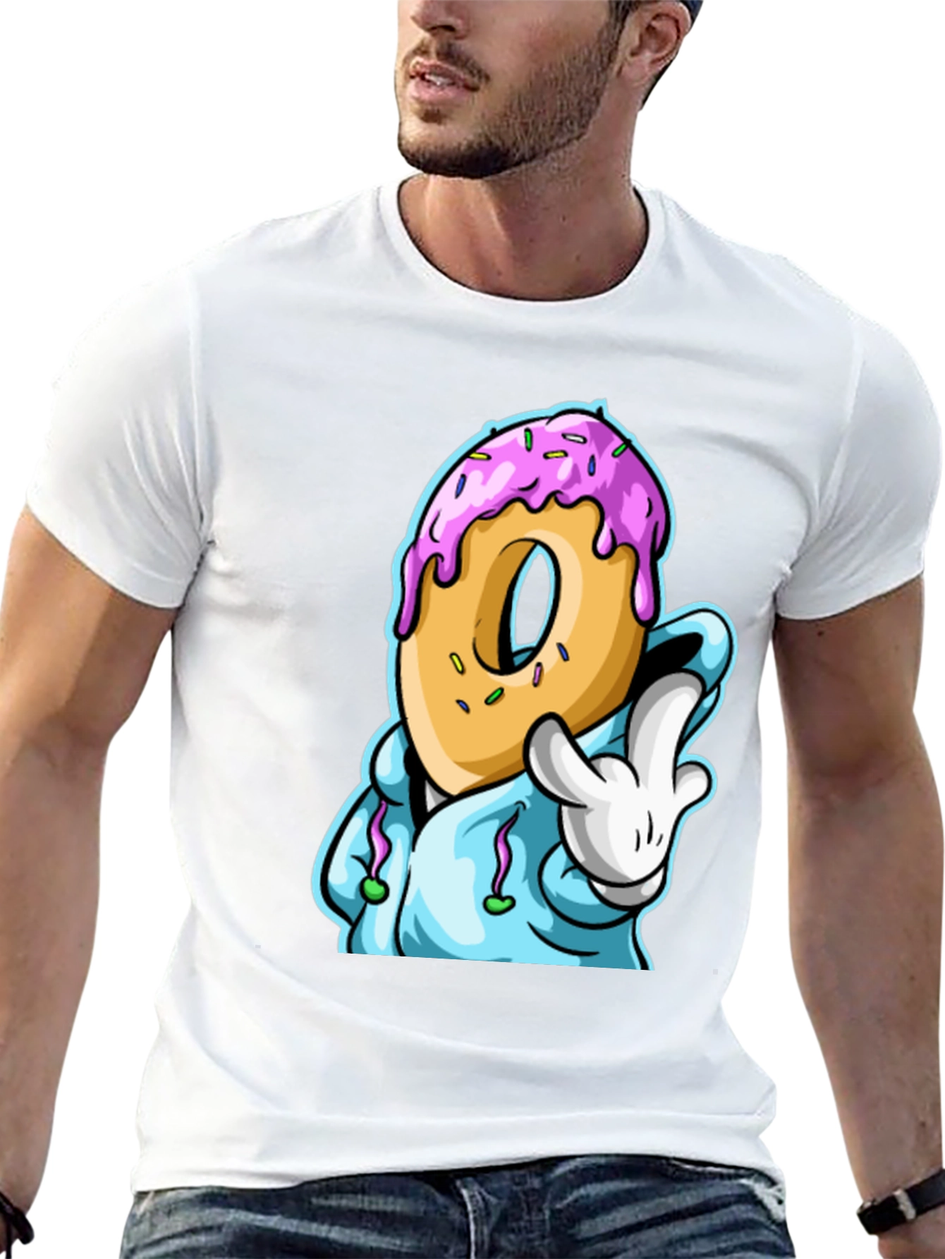 Black Donut Cartoon Graphic Black T-Shirt view 13