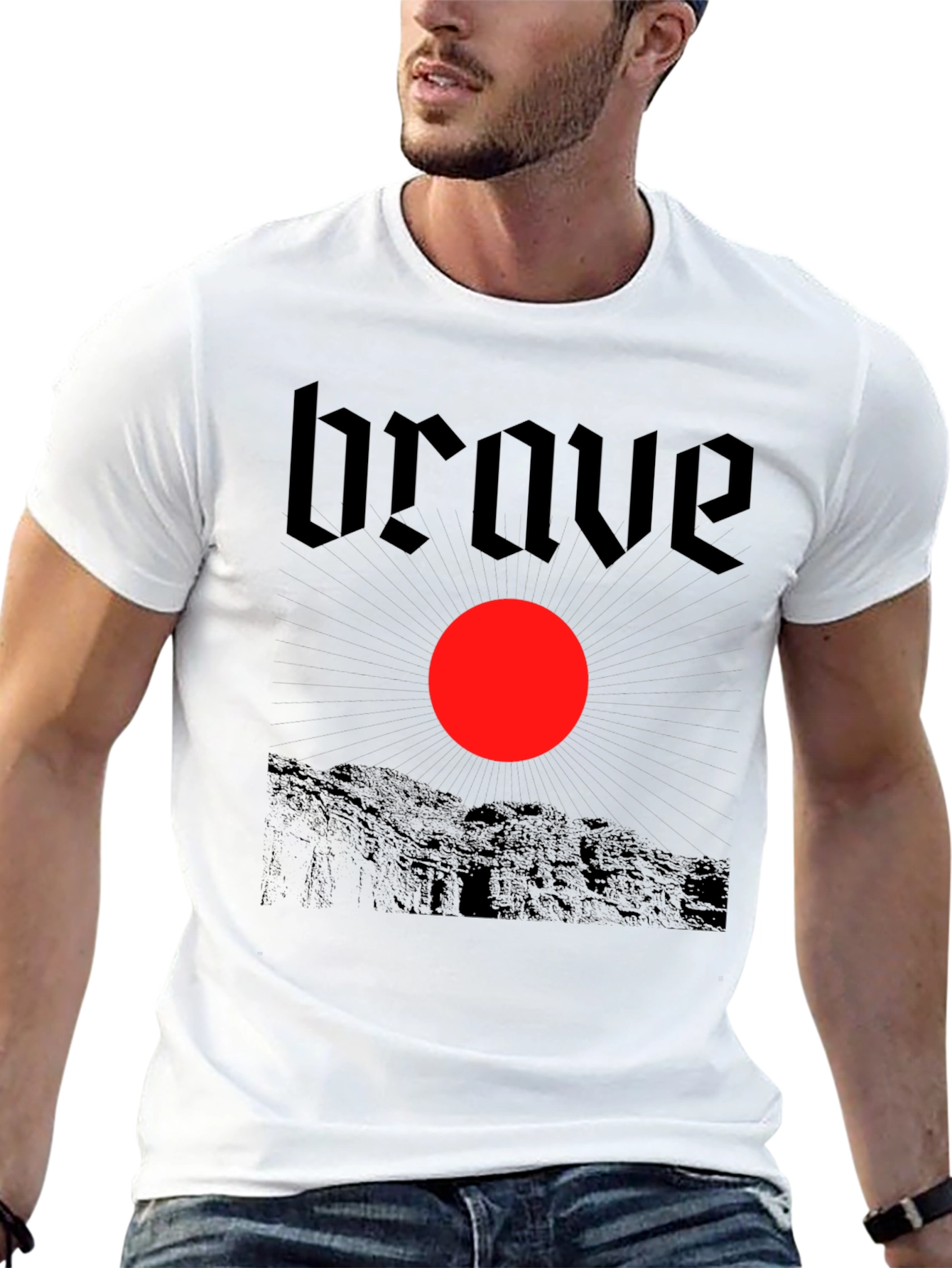 Black Brave Graphic Tee - Black Cotton T-Shirt view 13