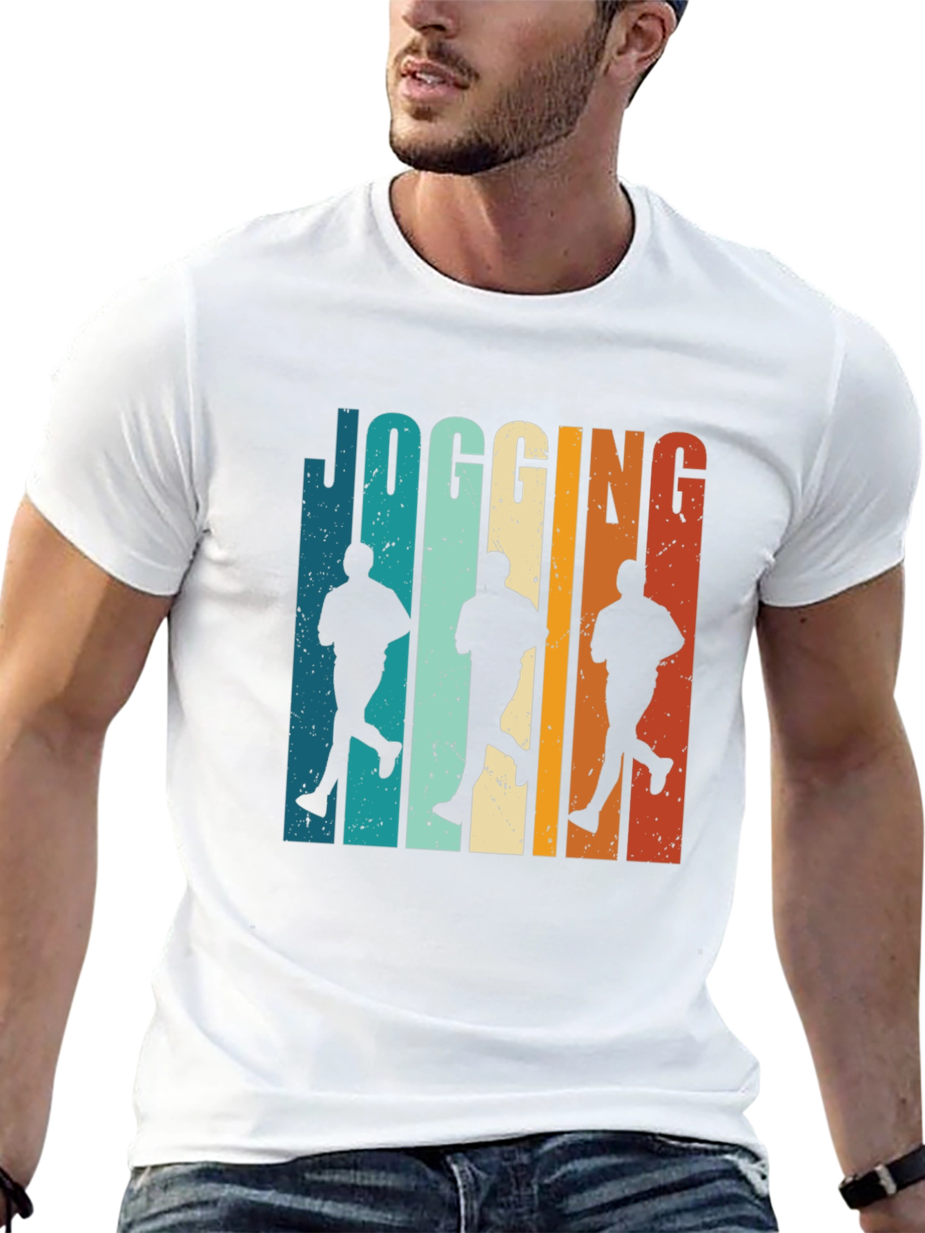 Black Retro Jogging Graphic Tee - Cool Runner Design view 13
