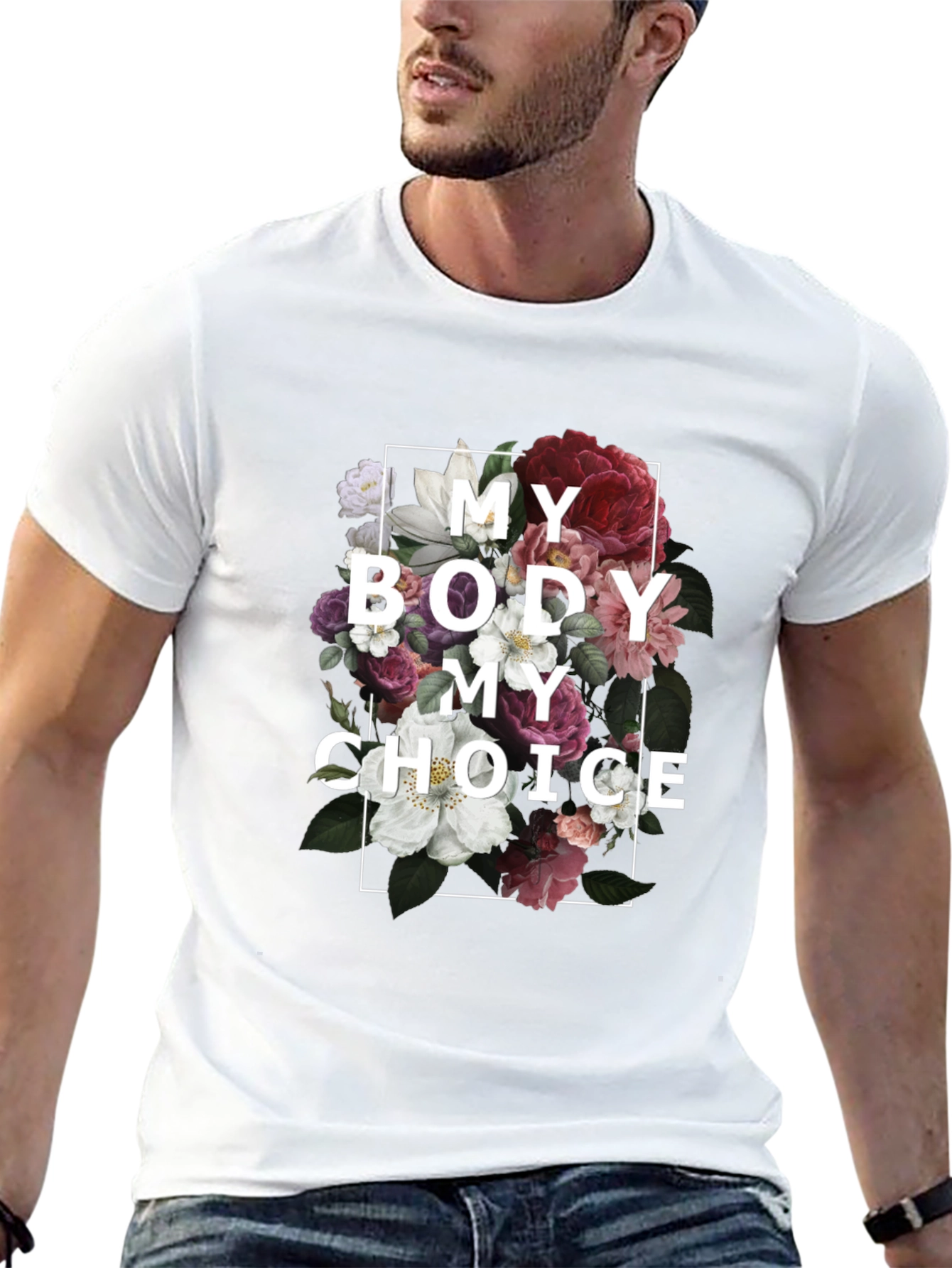 Black Floral My Body My Choice T-Shirt view 13