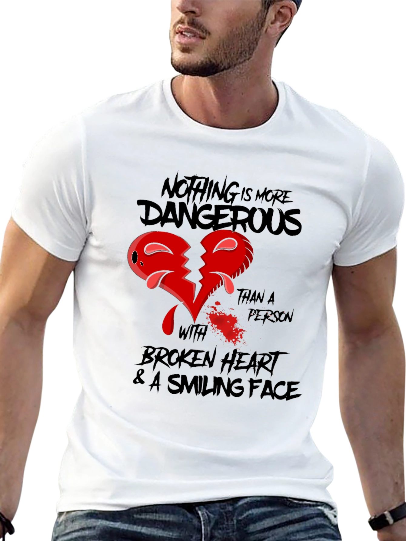 Black Dangerous Heart Graphic T-Shirt view 13