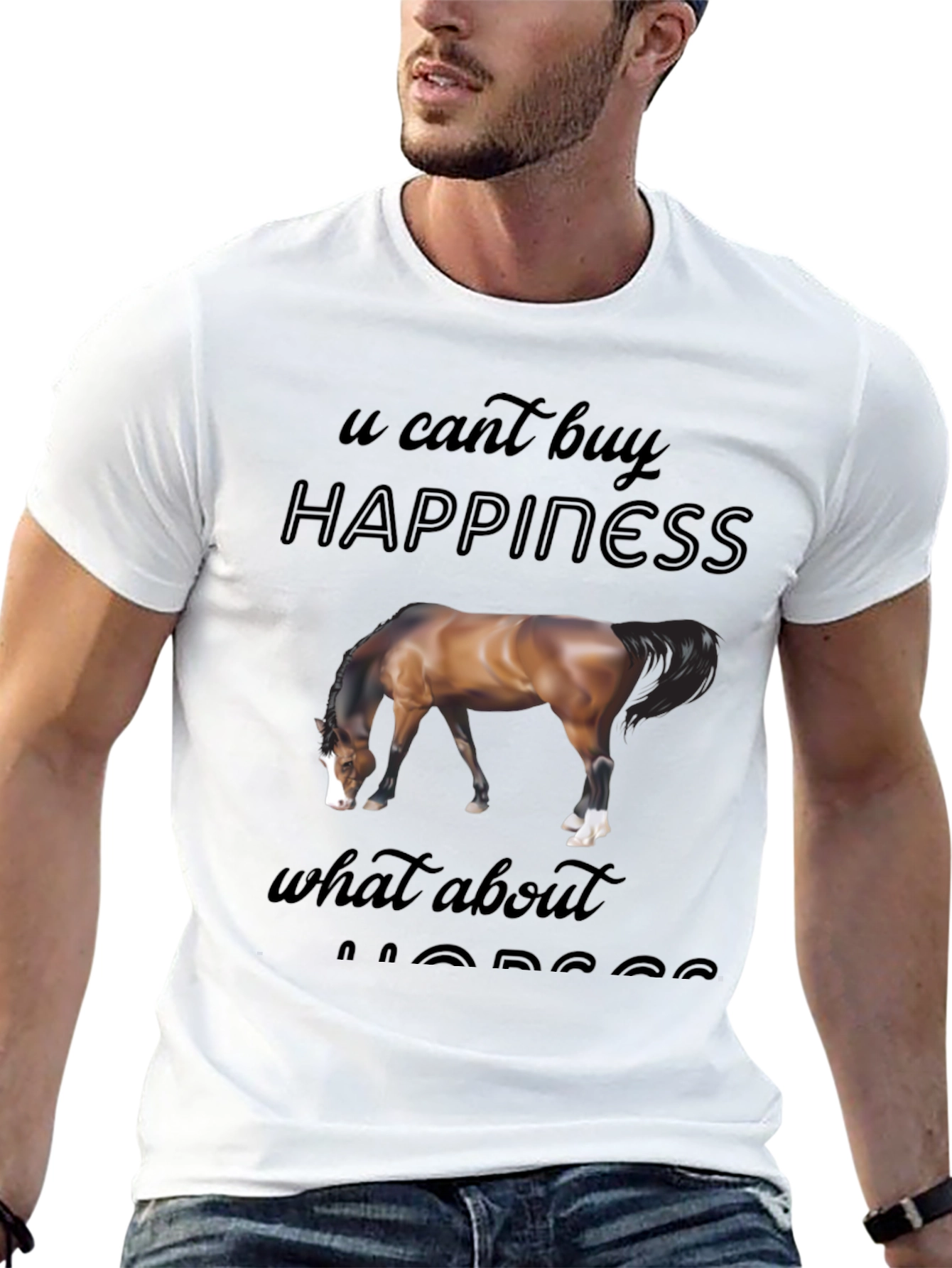 Black Horse Lover T-Shirt: Can't Buy Happiness? What About Horses? view 13