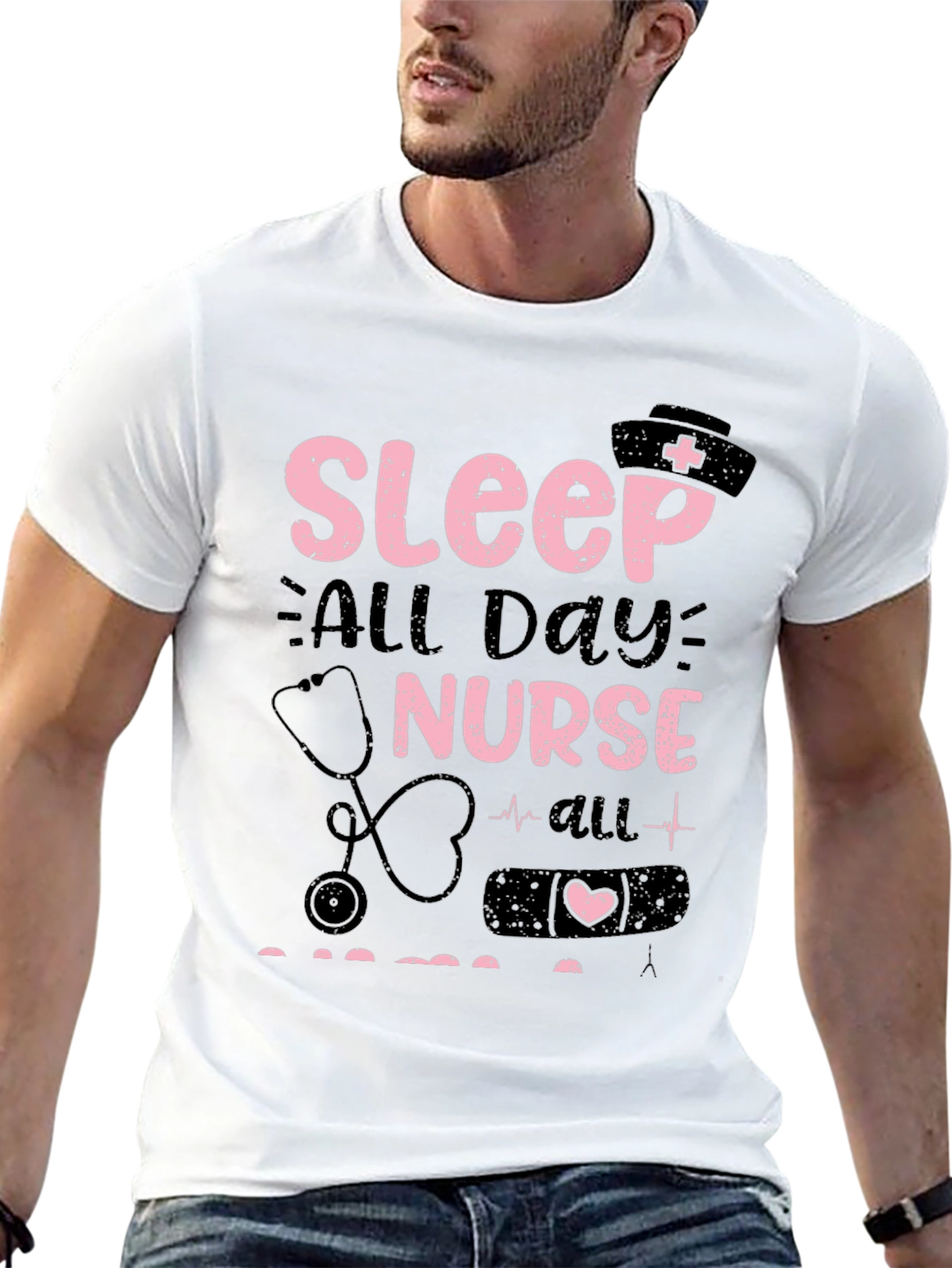 Black Sleep All Day Nurse T-Shirt view 13