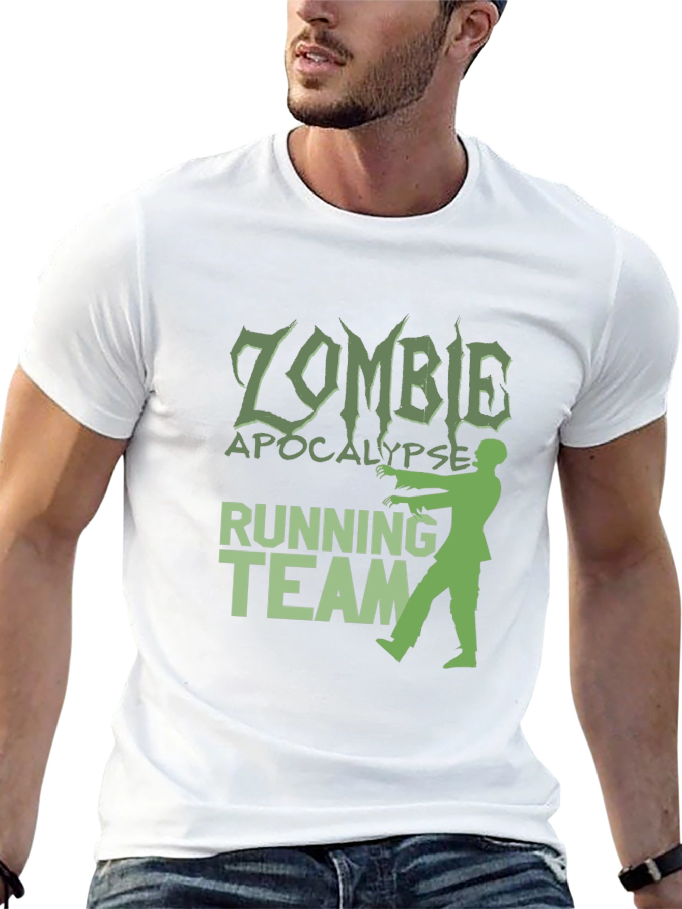 Black Zombie Apocalypse Running Team Graphic T-Shirt view 13