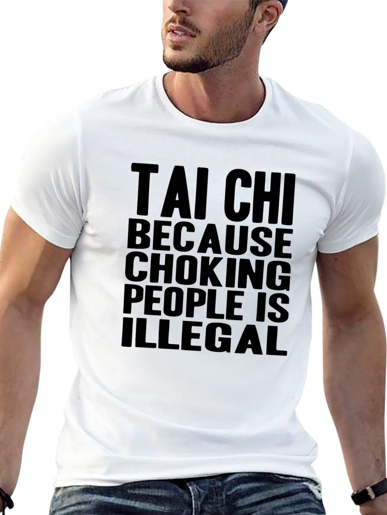 Black Tai Chi Because Choking People is Illegal Black T-Shirt view 13