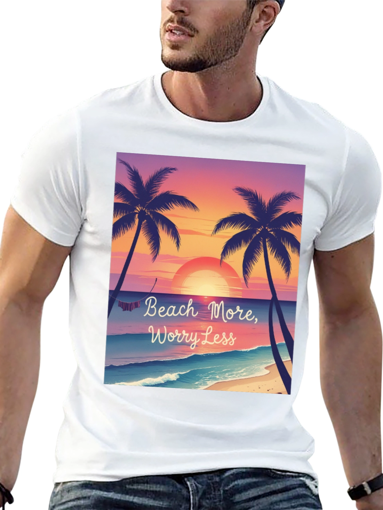 Black Beach More Worry Less T-Shirt view 13