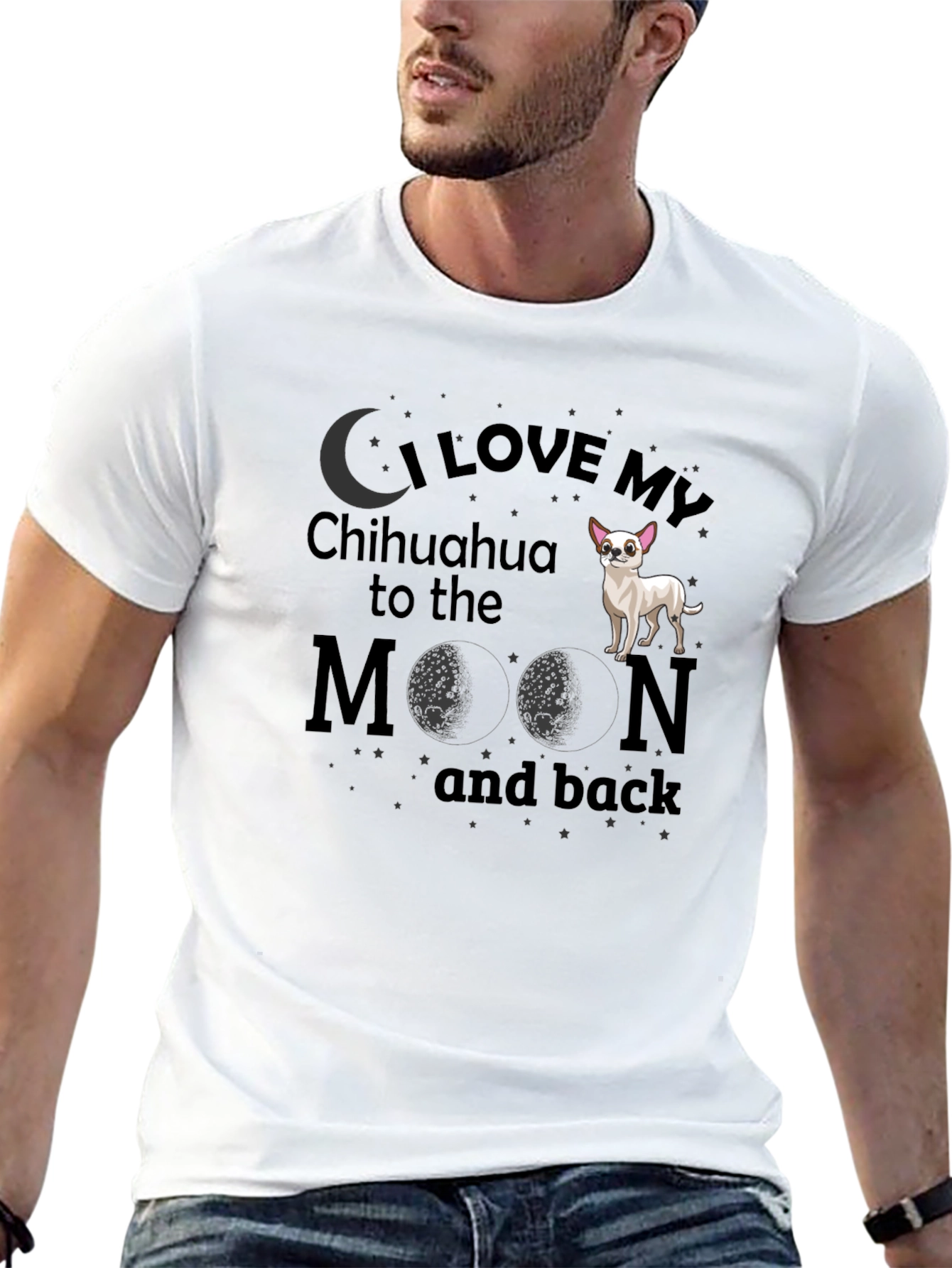 Black I Love My Chihuahua to the Moon and Back T-Shirt view 13
