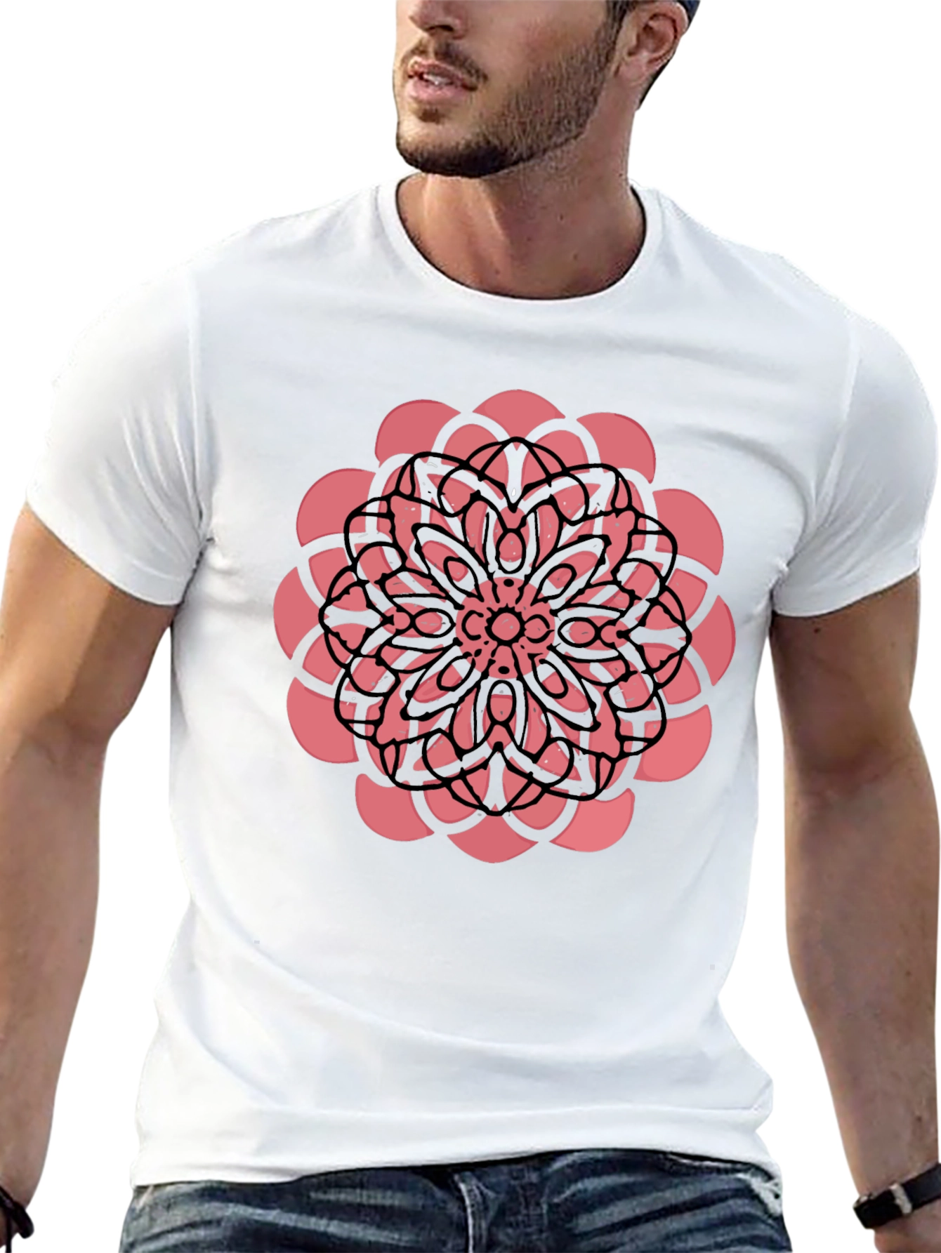 Black Black Tee with Floral Mandala Graphic view 13