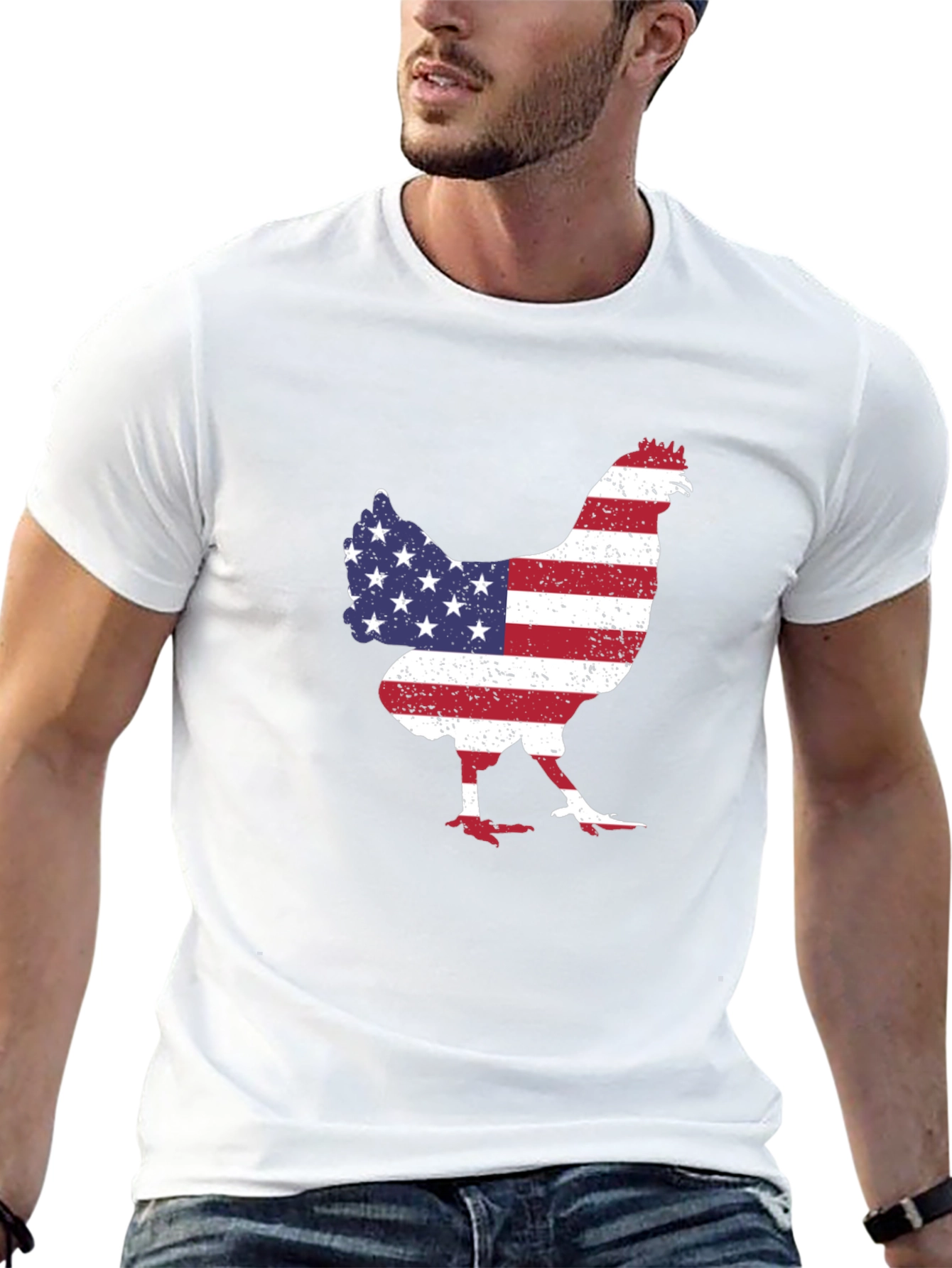 Black American Flag Chicken Graphic Tee view 13