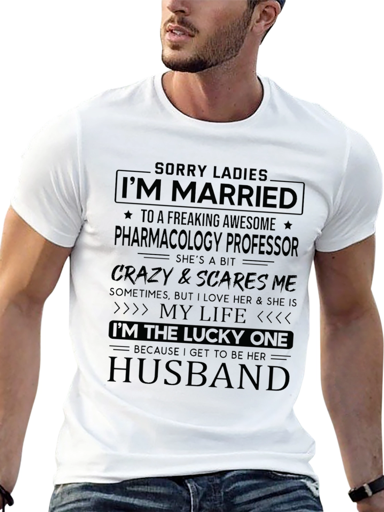 Black Married to a Pharmacology Professor - Novelty T-Shirt view 13