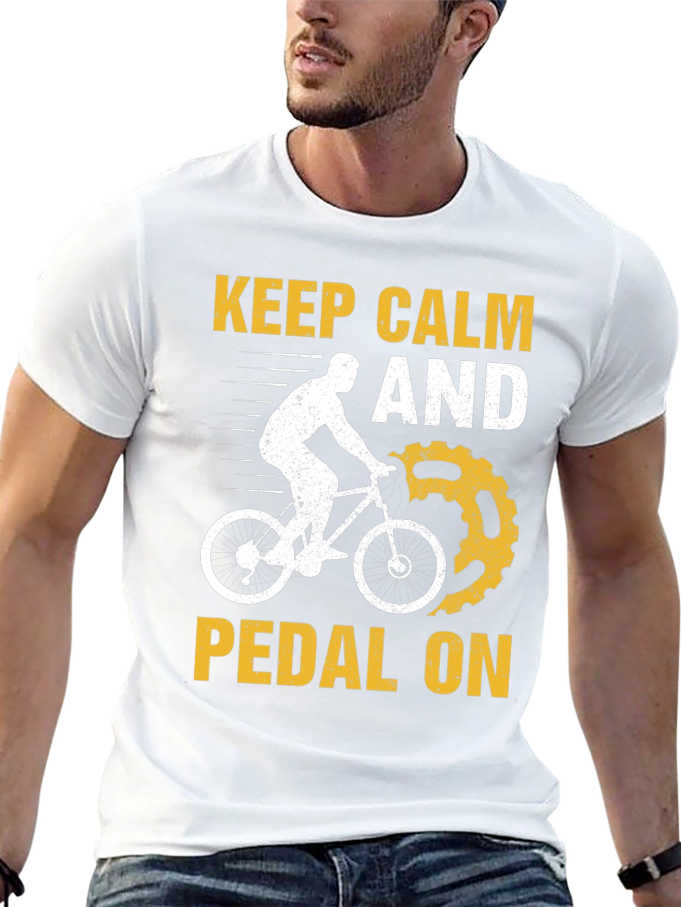Black Keep Calm and Pedal On T-Shirt view 13