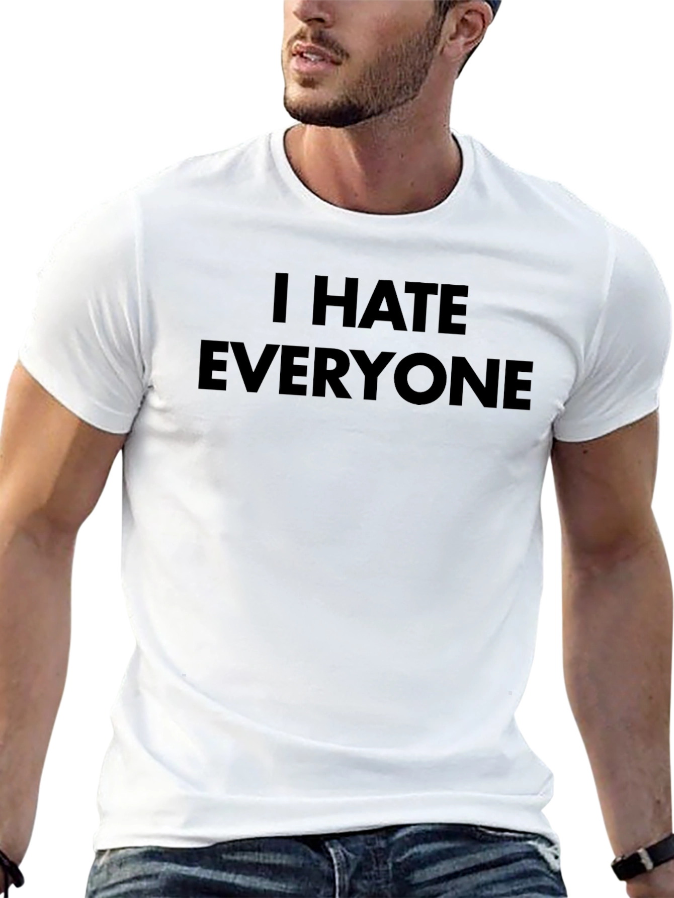 Black I Hate Everyone Graphic Tee - Black, Bold Statement T-Shirt view 13