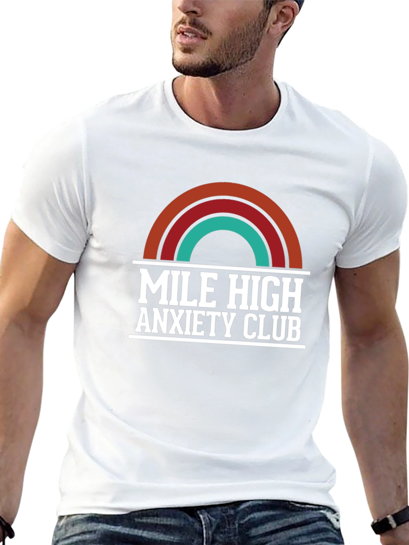 Black Mile High Anxiety Club T-Shirt, Retro Design view 13