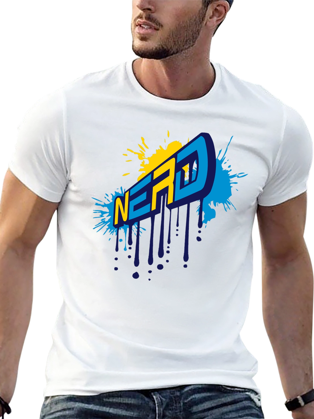 Black Nerd Graphic T-Shirt - Black Cotton Tee view 13